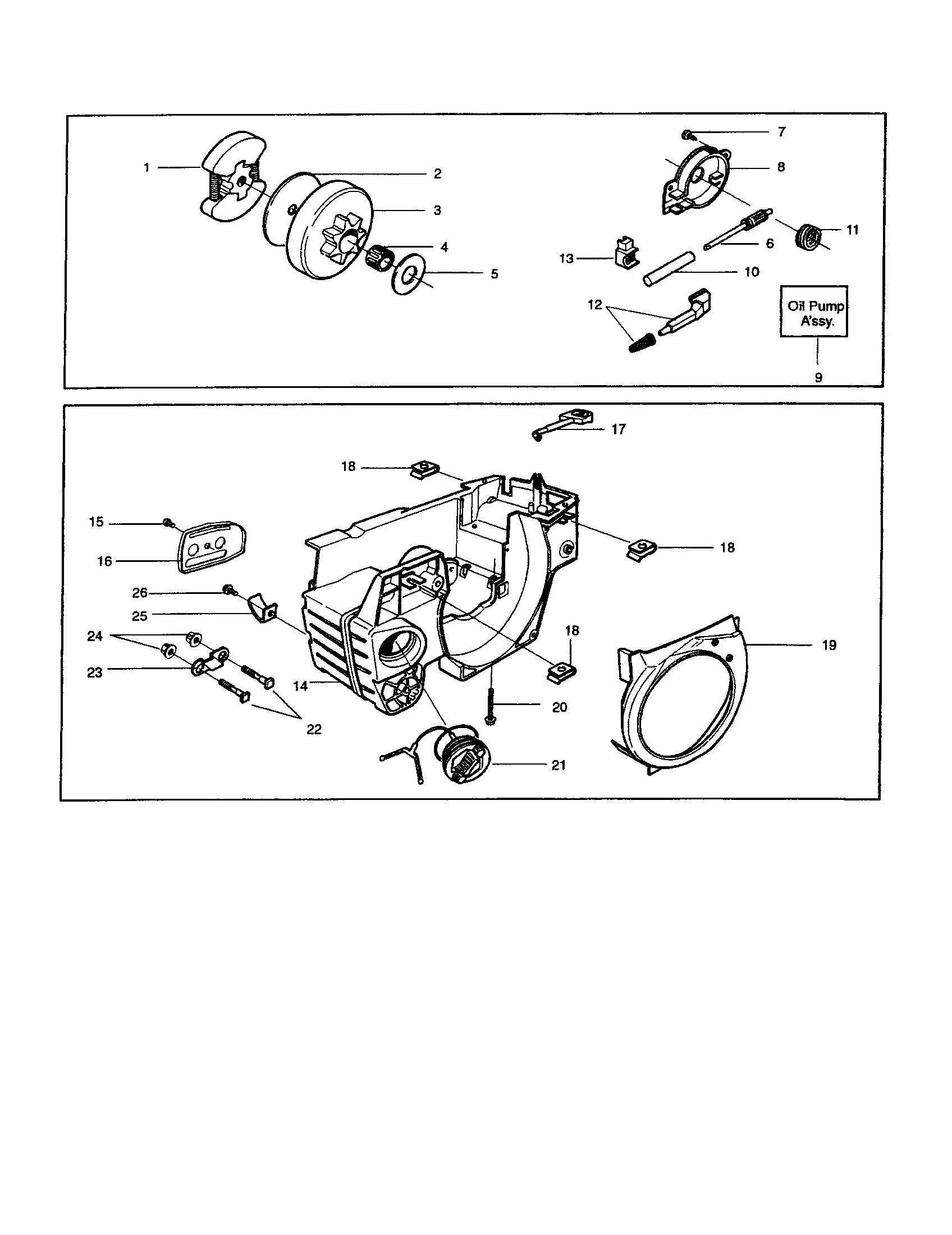 Husqvarna 41 clutch drum/chassis diagram