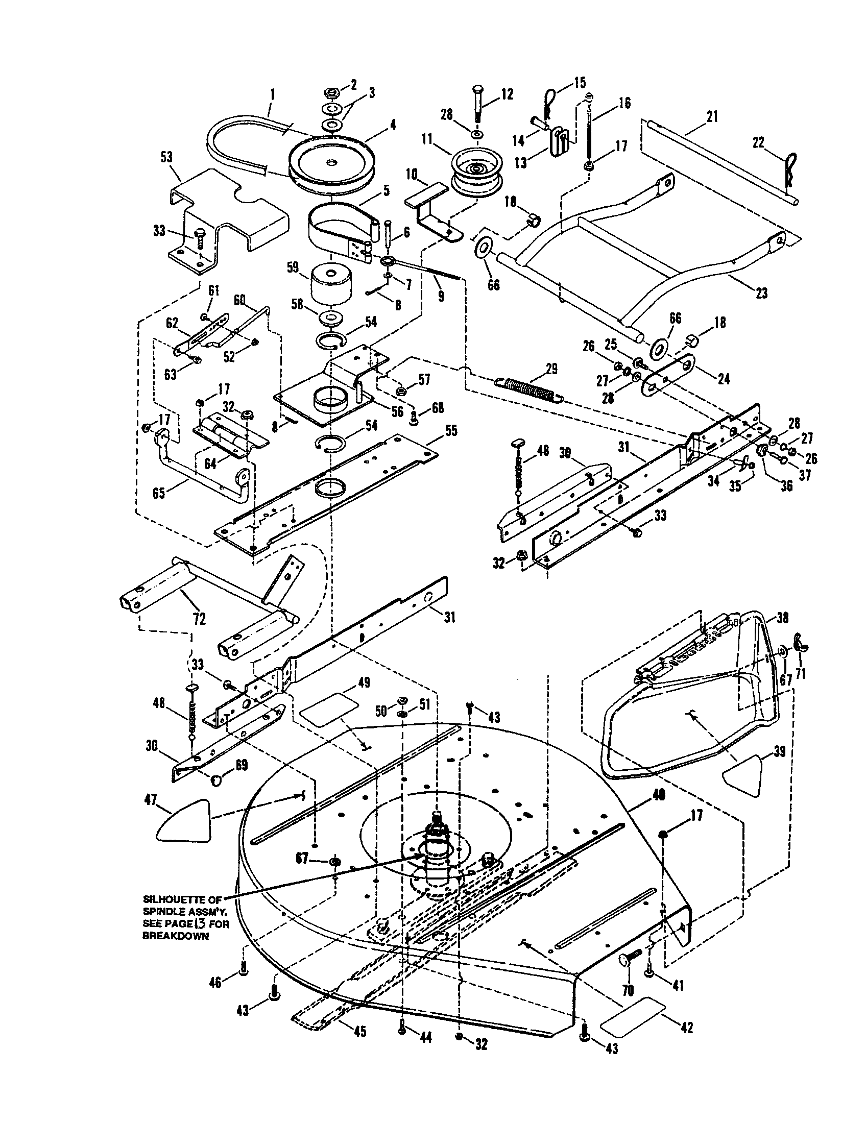 Snapper LT125G38AB 30" cutting deck/belts/brakes diagram