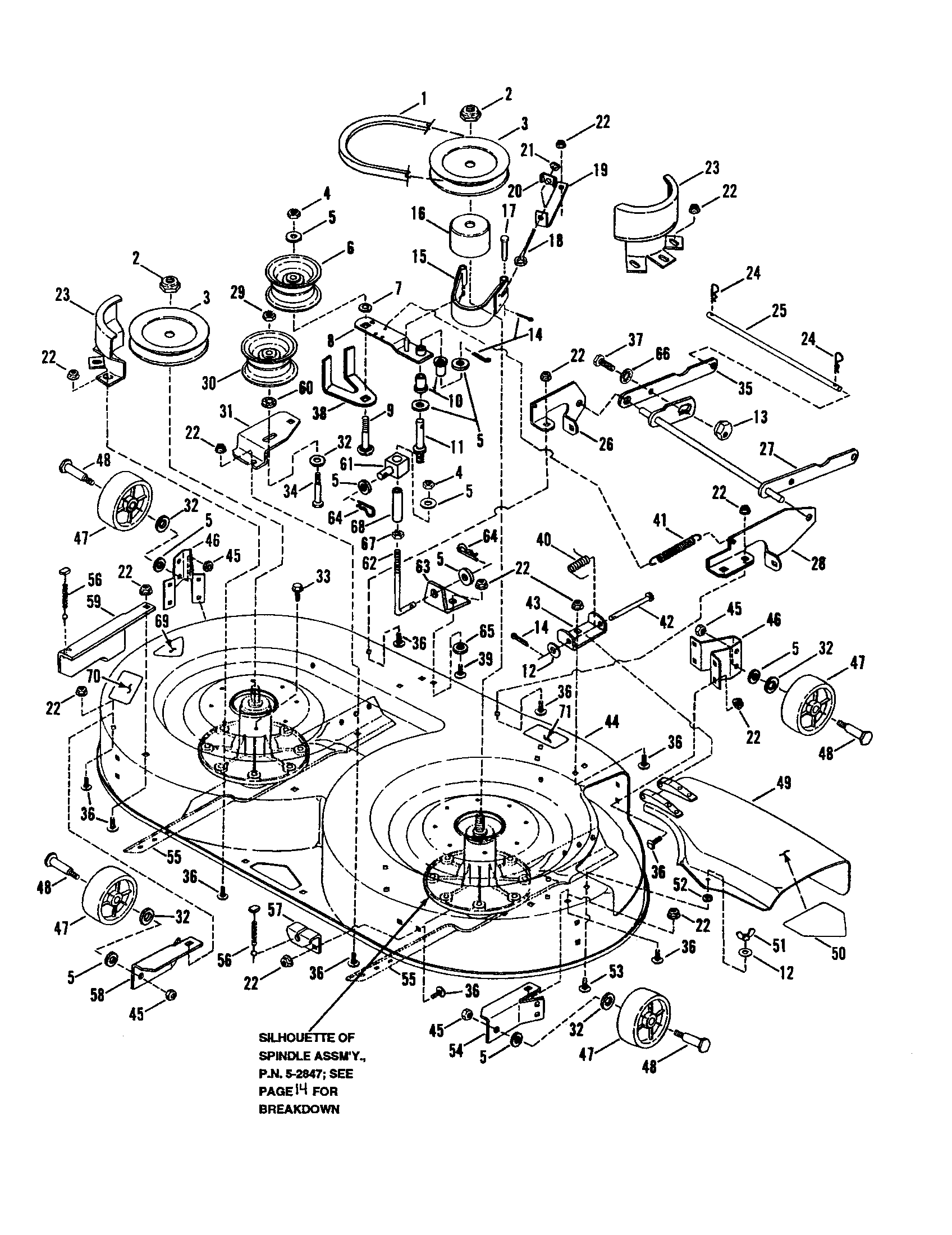 Snapper LT125G38AB 38" cutting deck/belts/brakes diagram