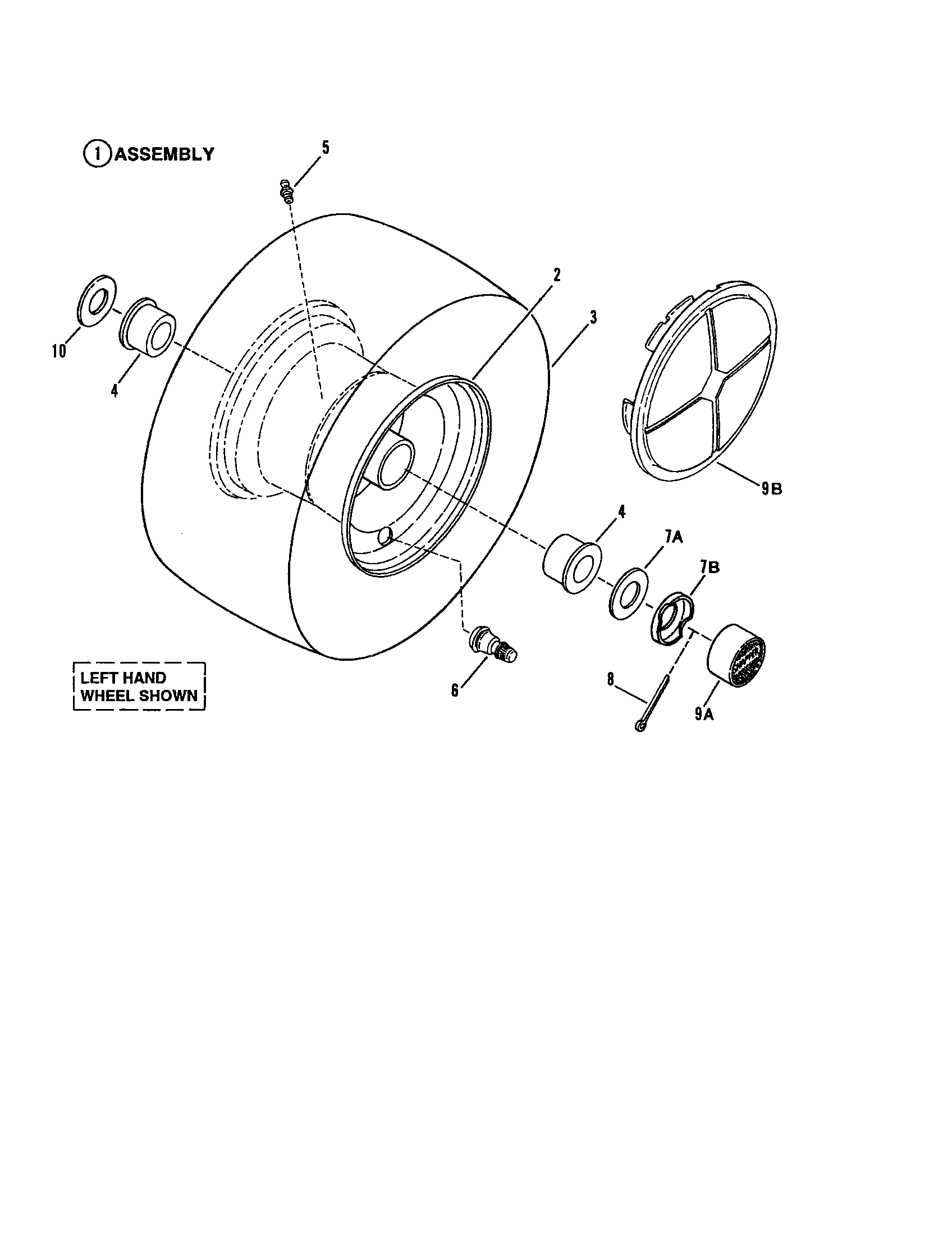 Snapper LT125G38AB wheels-front diagram