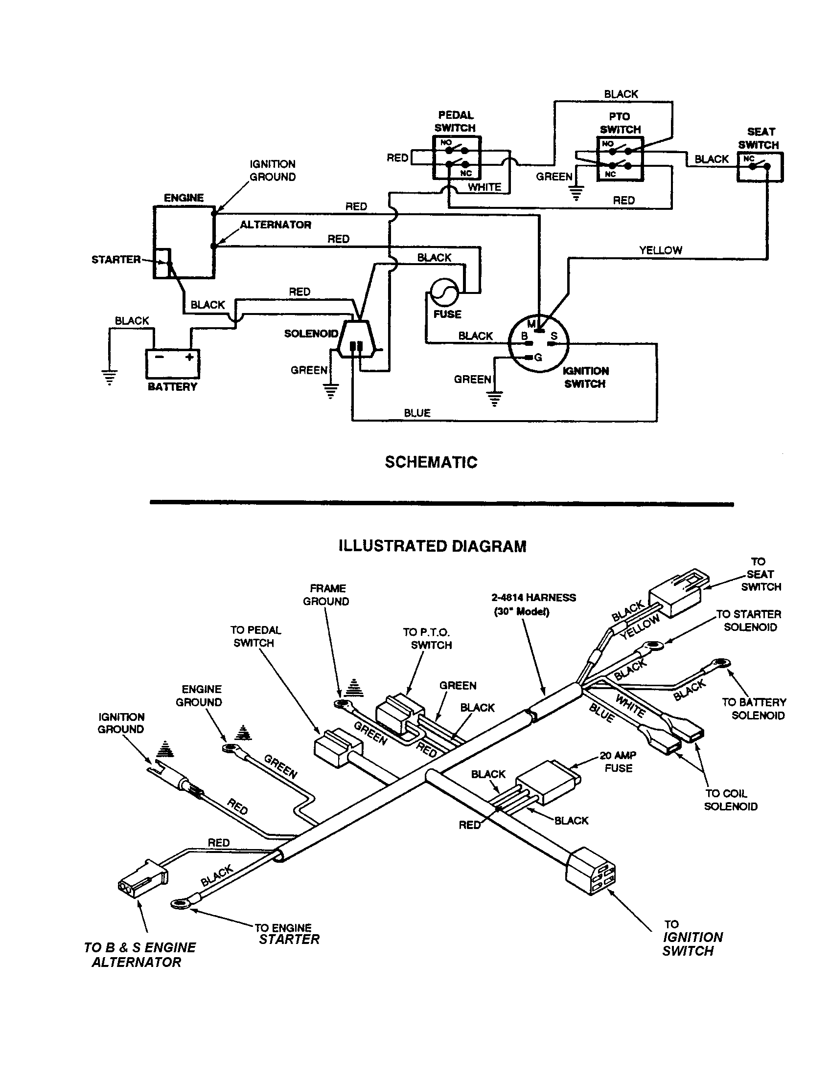 Snapper LT125G38AB electrical-b & s without lights diagram