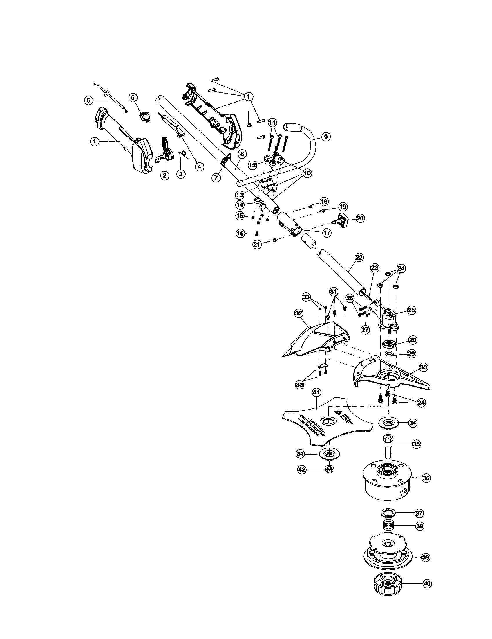 Craftsman 31679113 shield/handle/shaft diagram