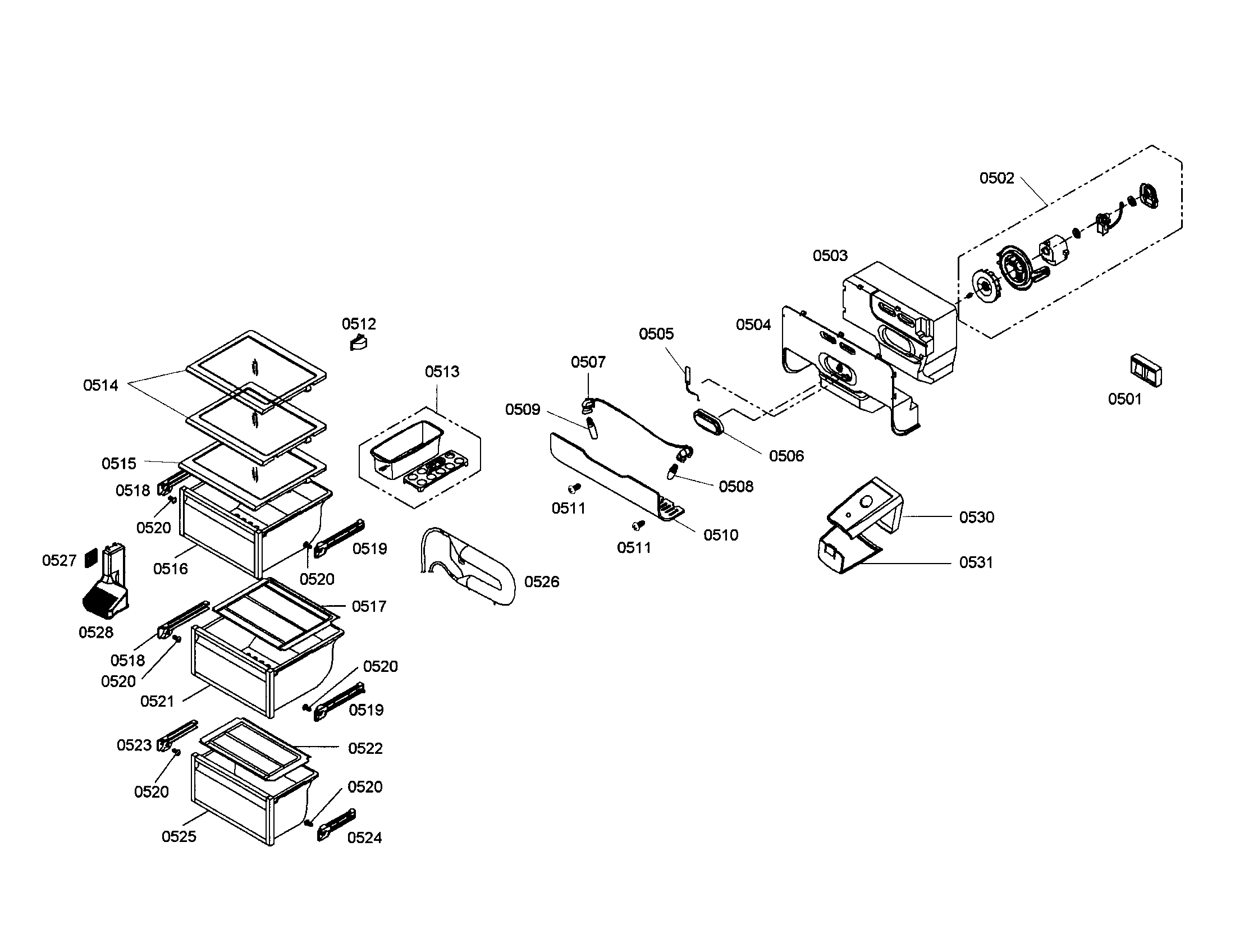 Bosch B20CS51SNI/02 fan/drawer diagram