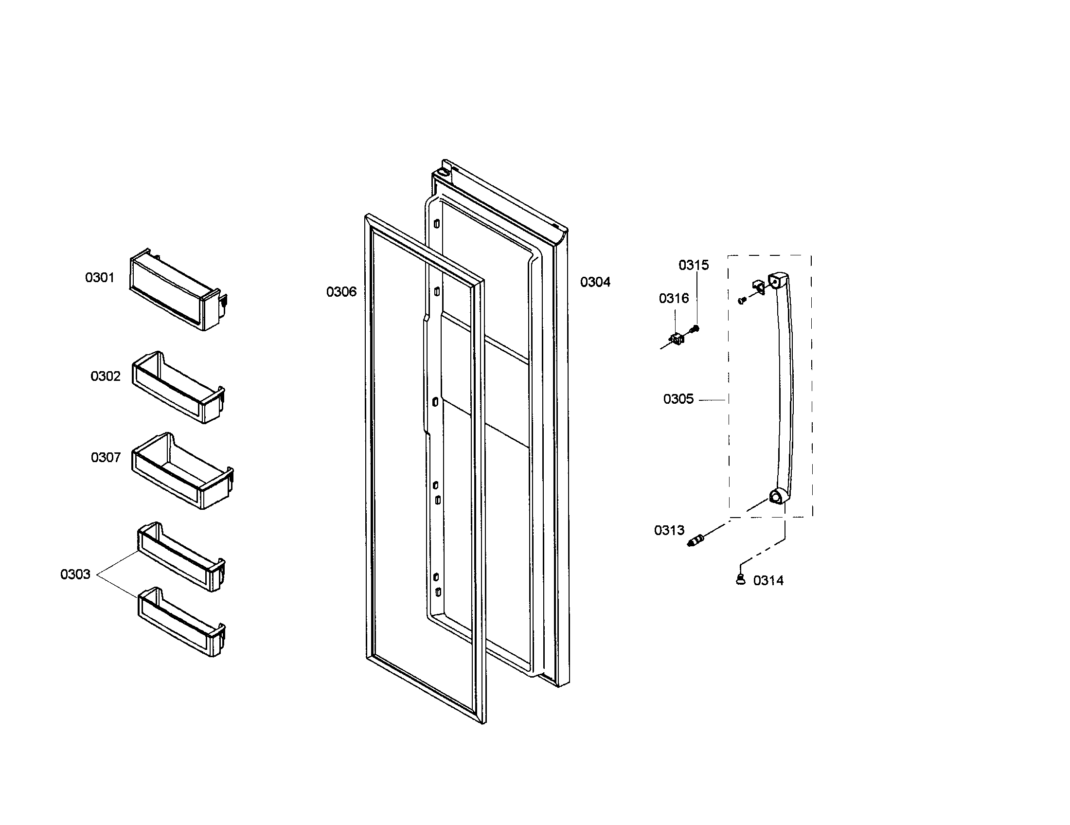Bosch B20CS51SNS/01 refrigerator door diagram