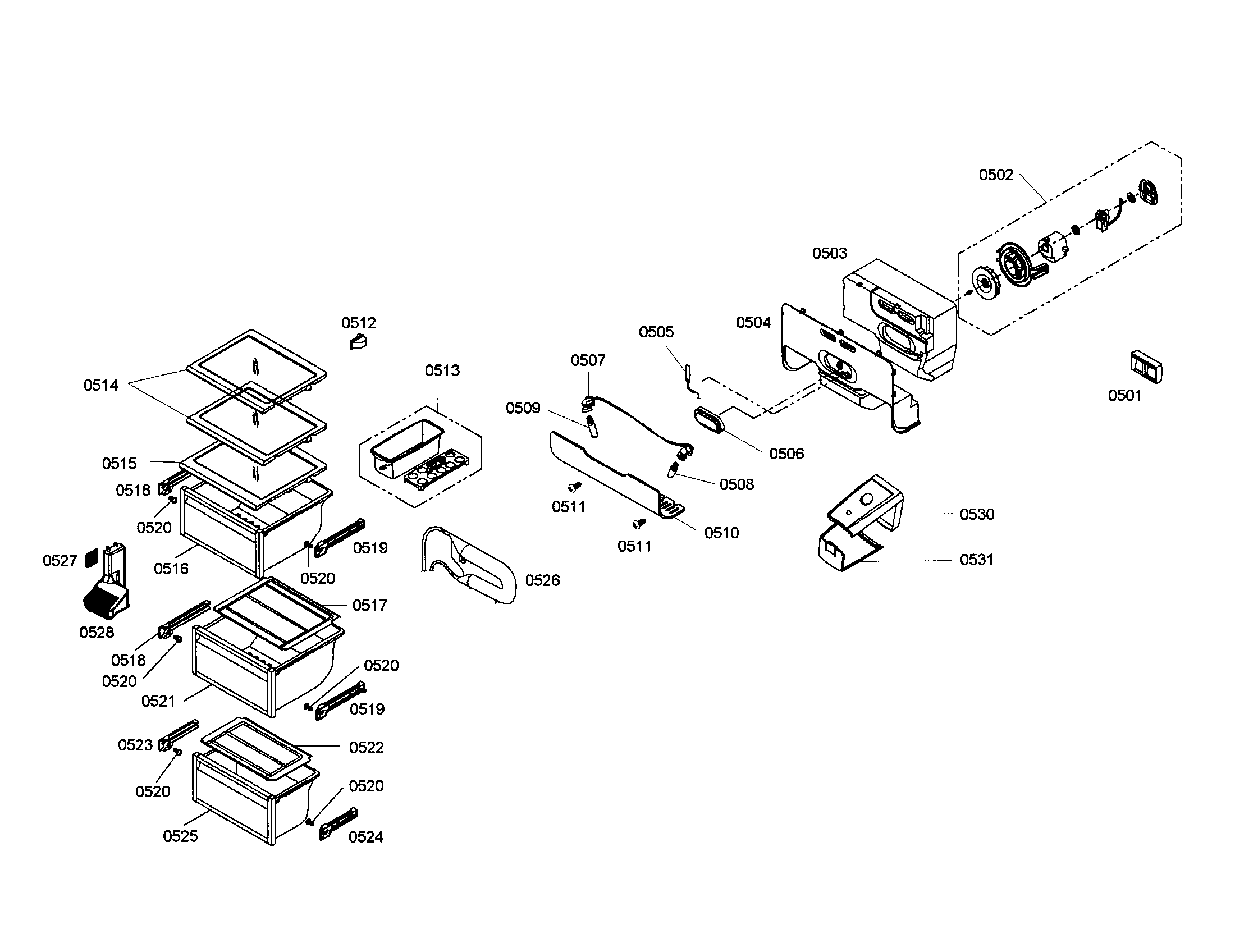 Bosch B20CS51SNS/01 drawer/fan diagram