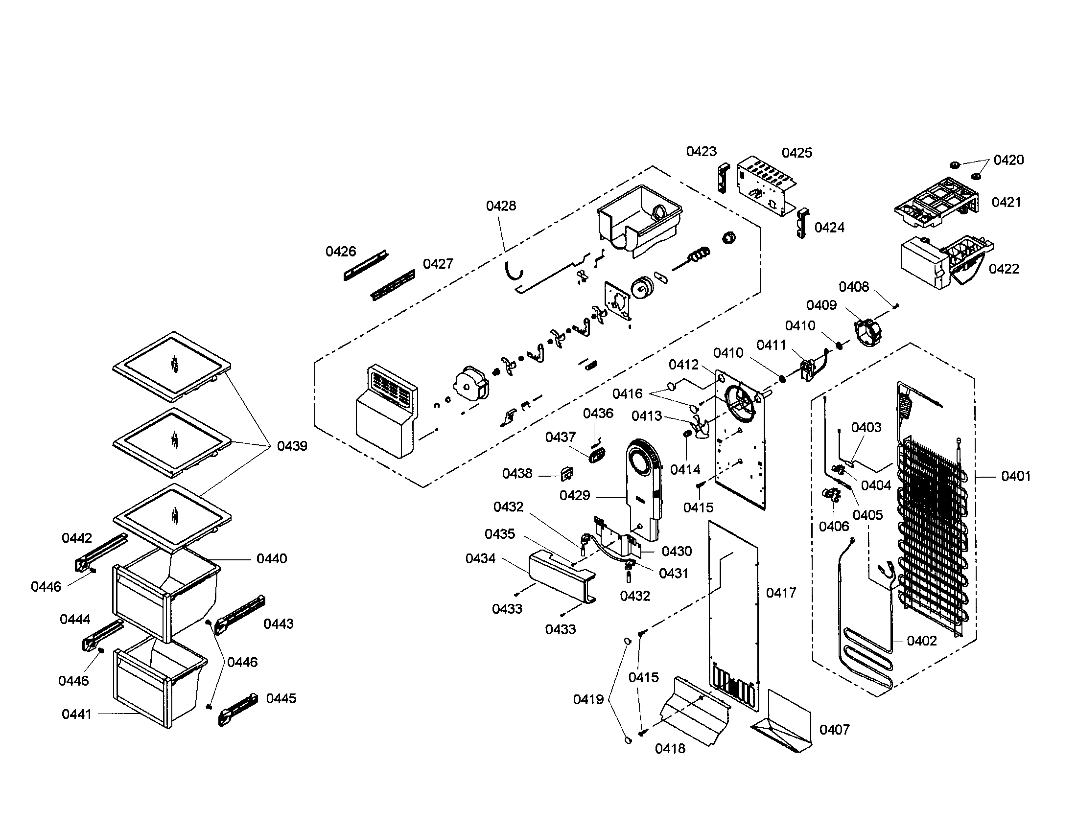 Bosch B20CS51SNW/02 evaporator/icemaker diagram