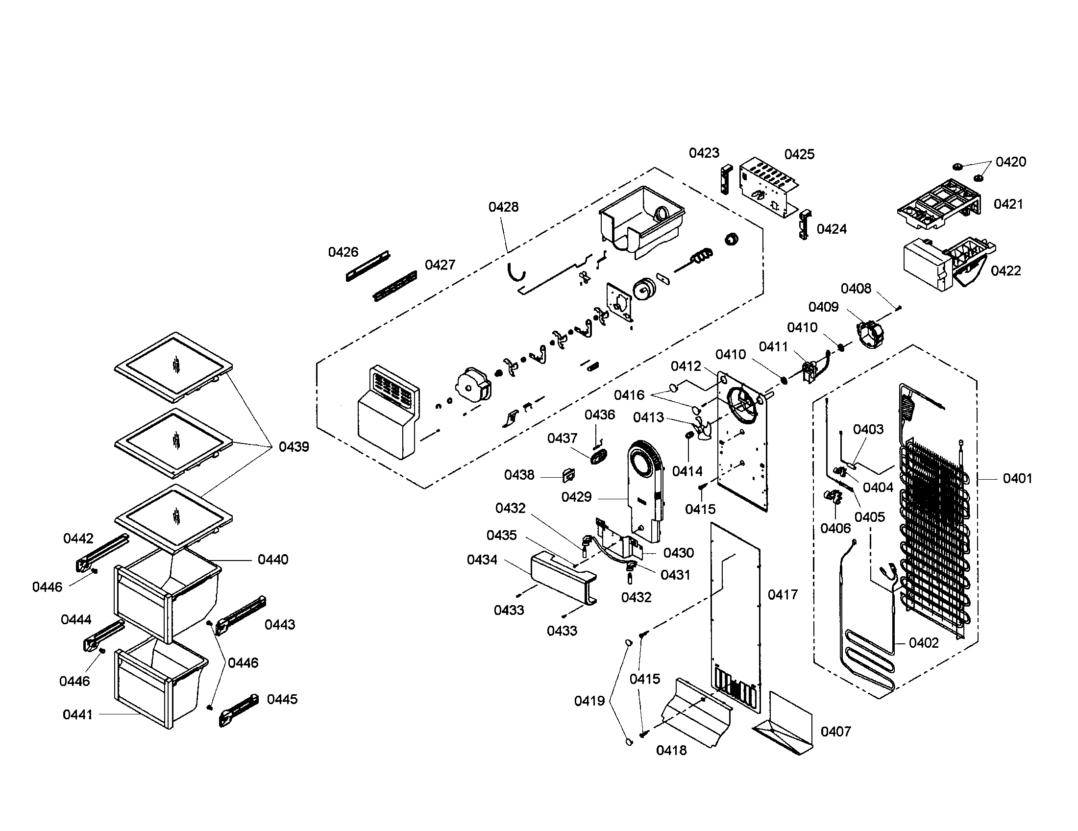 Bosch B20CS81SNB/01 evaporator/icemaker diagram