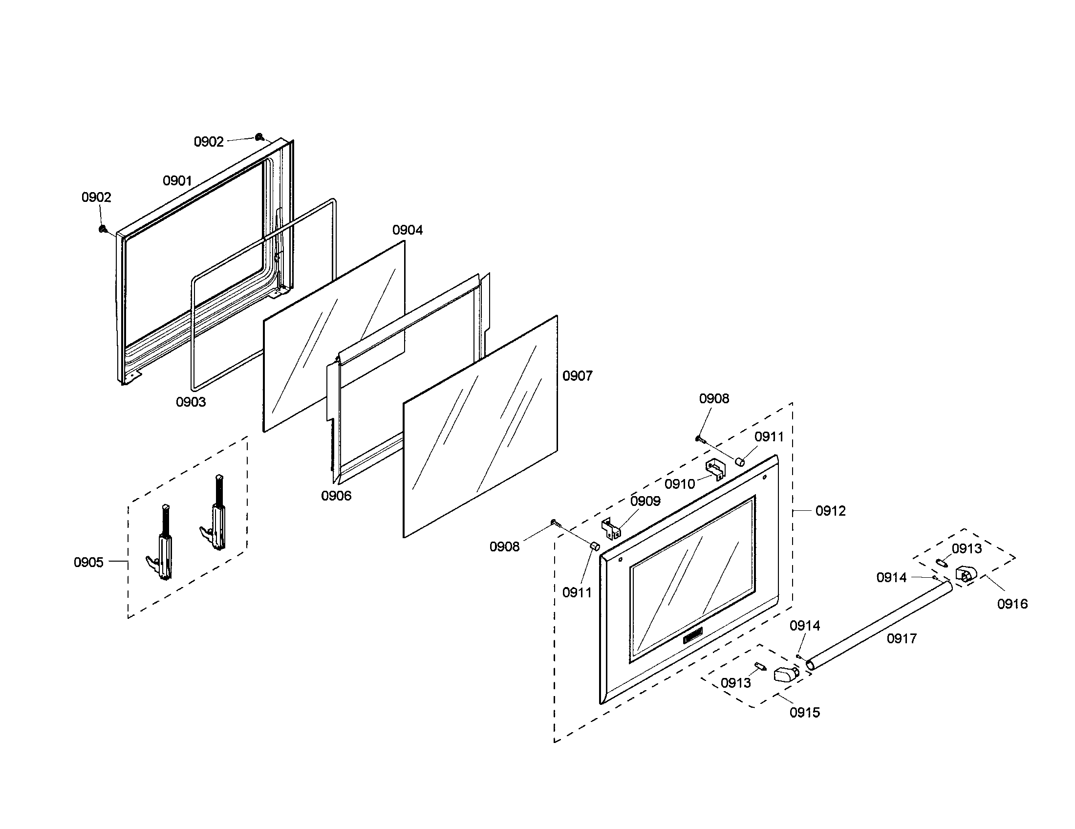 Thermador PODMW301-01 oven door diagram