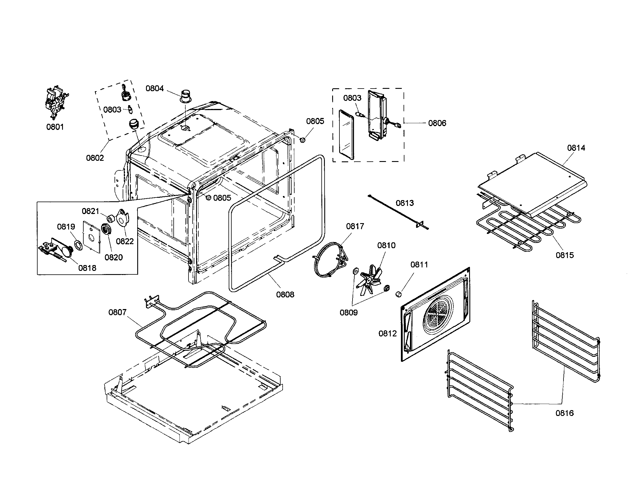 Thermador MEMCW271ES-01 oven cabinet diagram