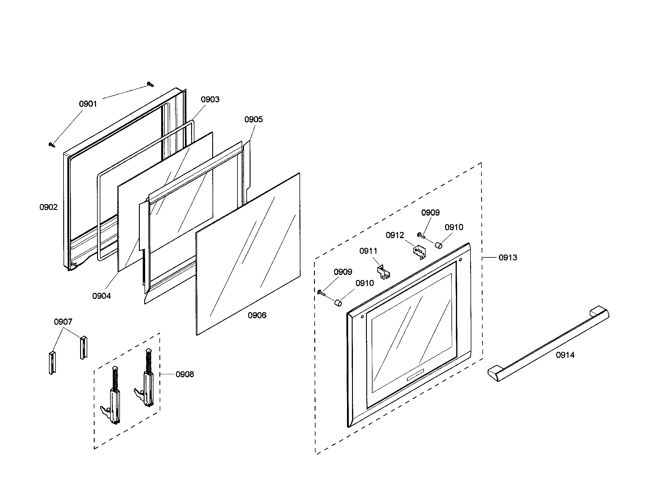 Thermador MEMCW271ES-01 oven door diagram
