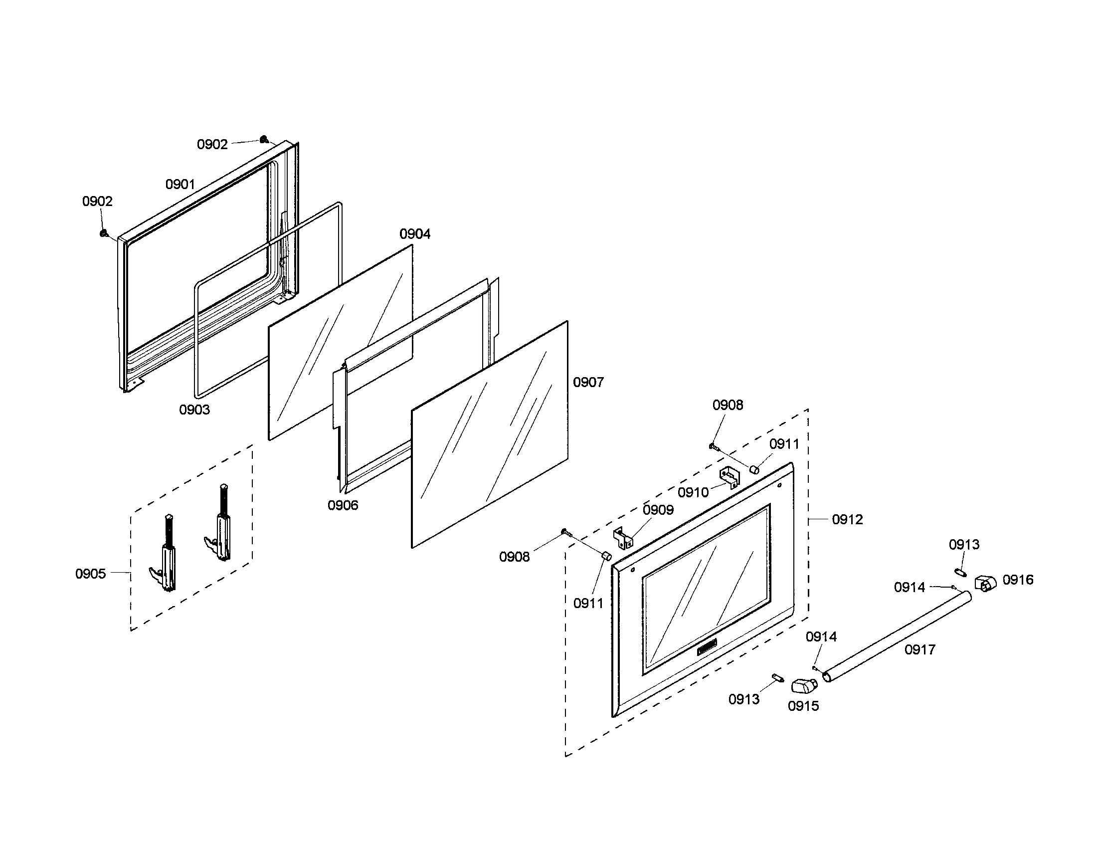 Thermador PODM301-01 oven door diagram