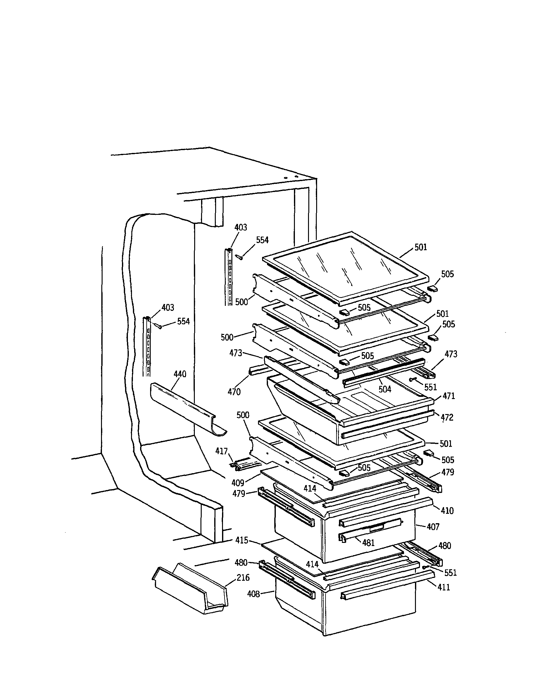 Kenmore 3639557754 fresh food section diagram