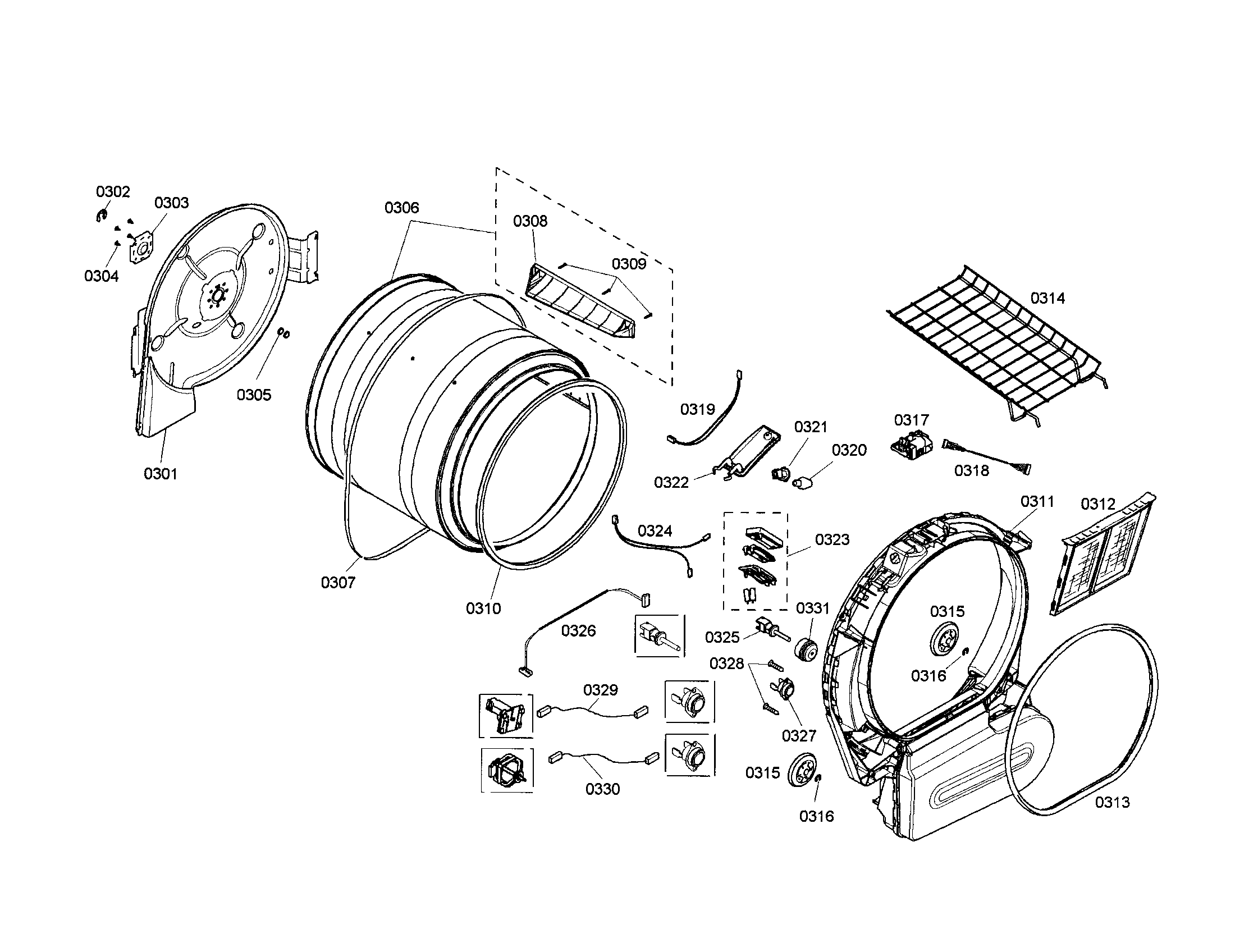 Bosch WTMC8330CN/05 tub diagram
