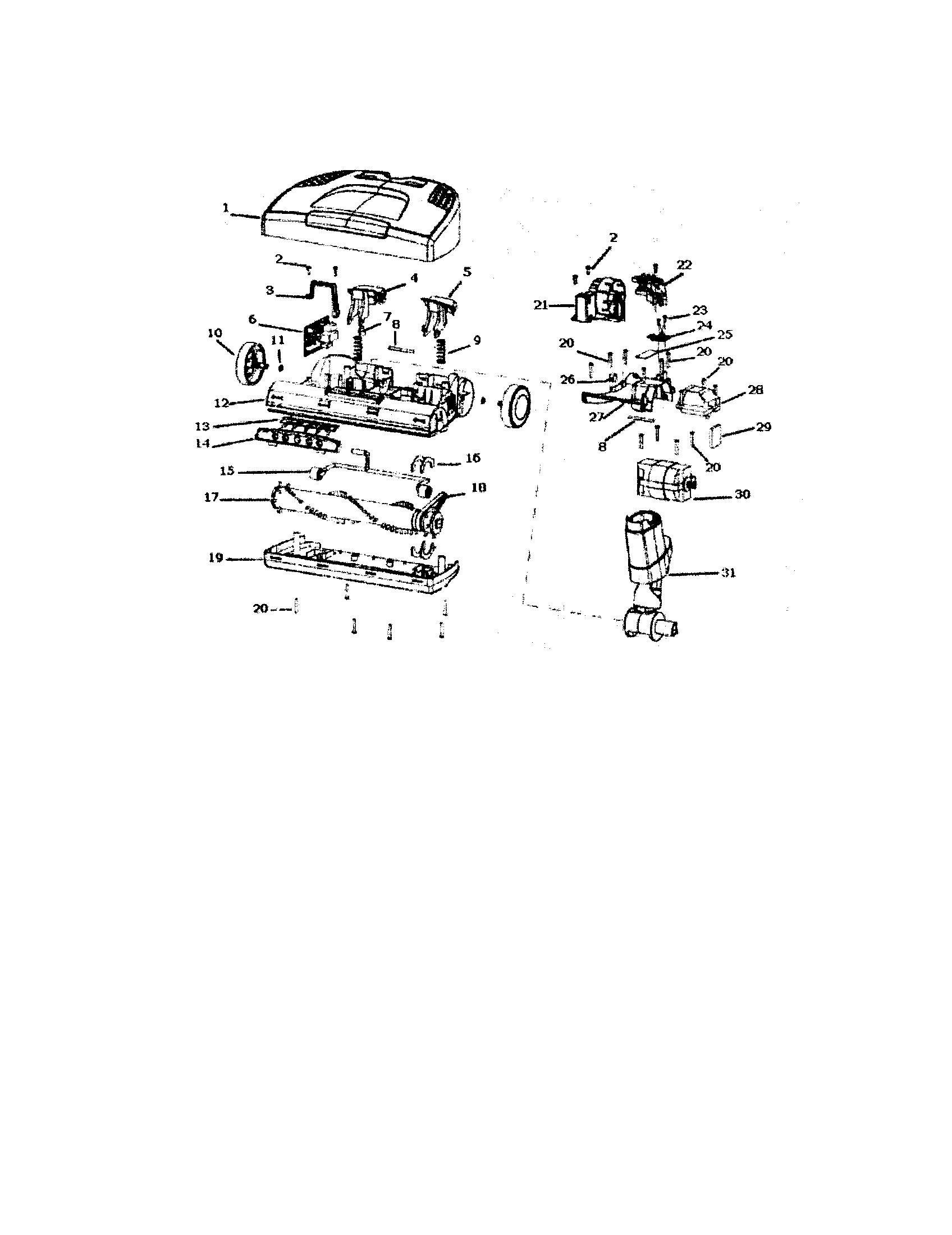 Electrolux EL7020BZ power head diagram