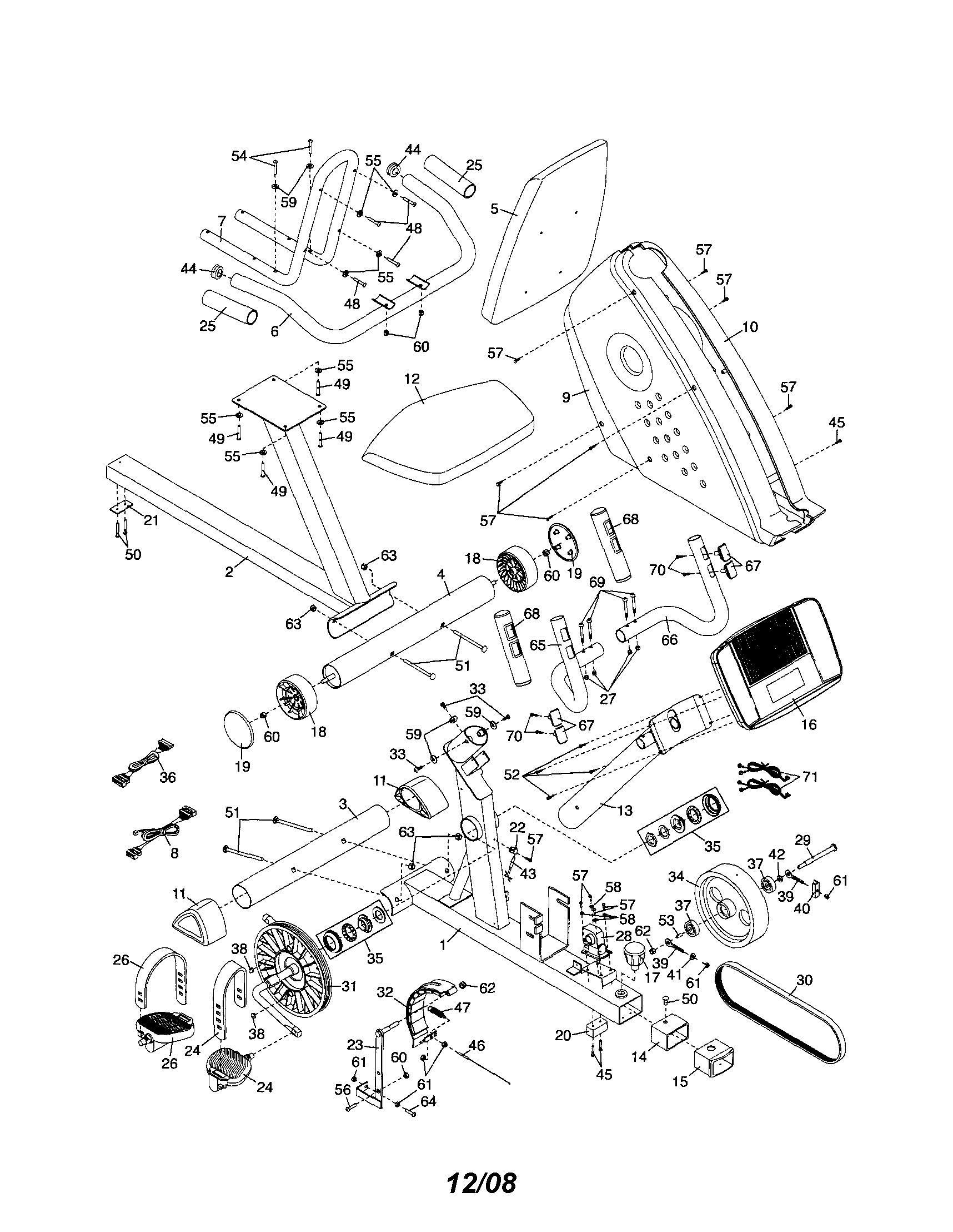 Proform 831219320 exercise bike diagram