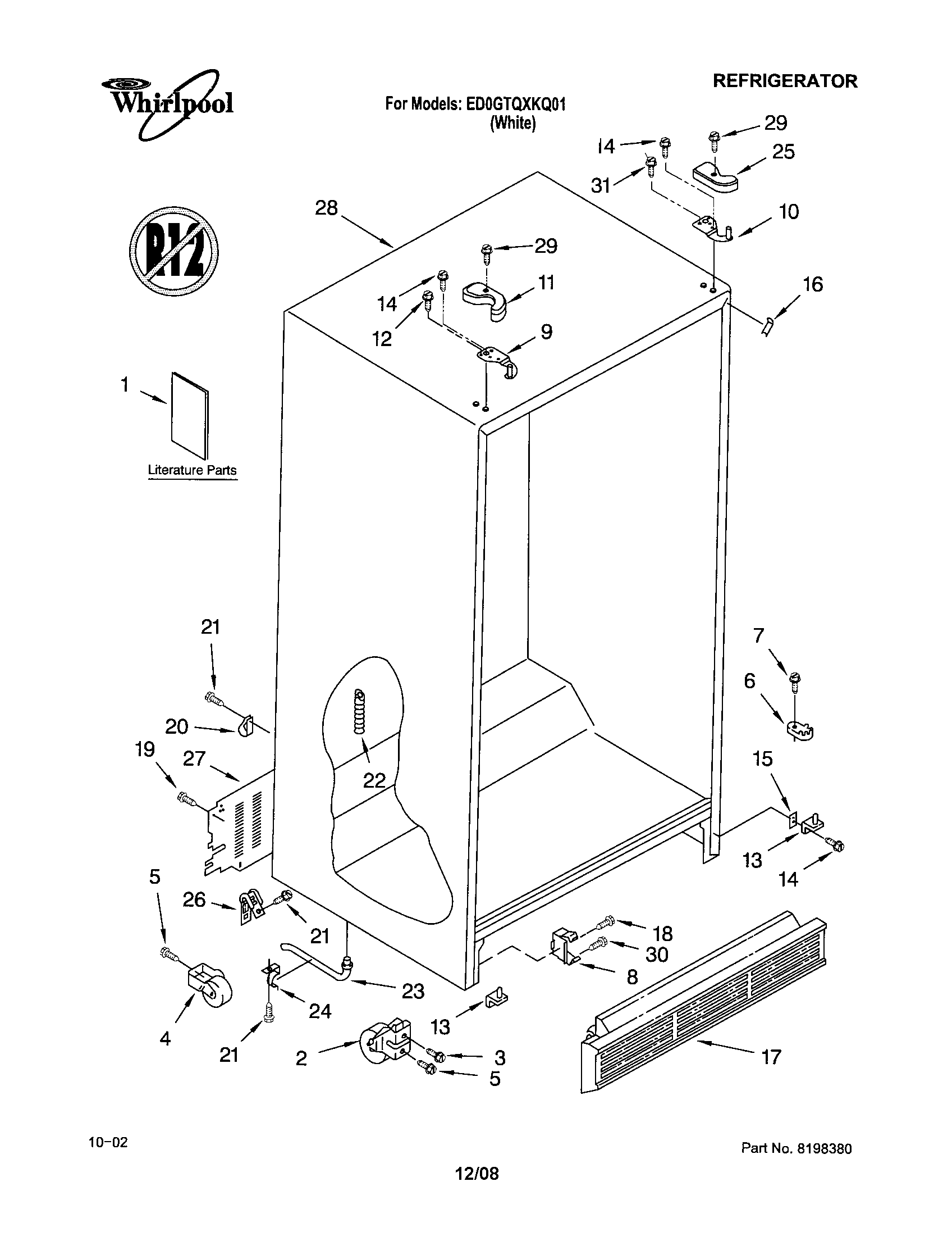 Whirlpool ED0GTQXKQ01 cabinet diagram