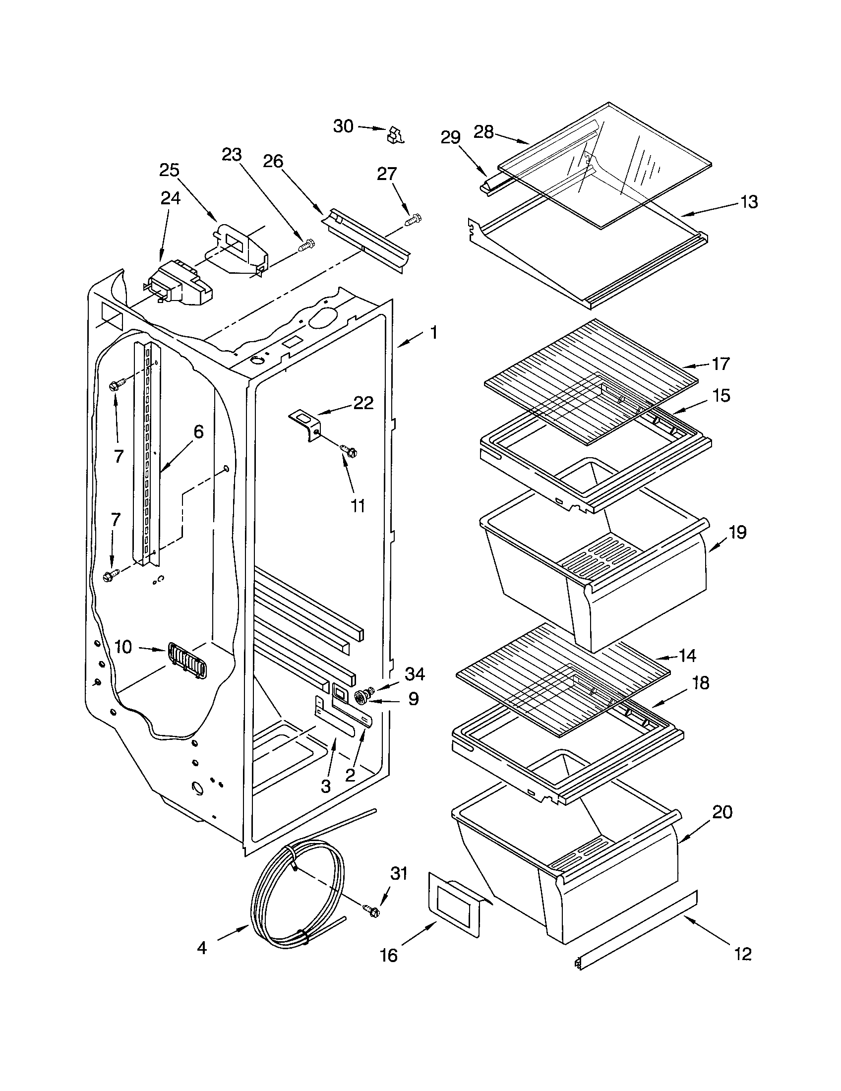 Whirlpool ED0GTQXKQ01 refrigerator liner diagram