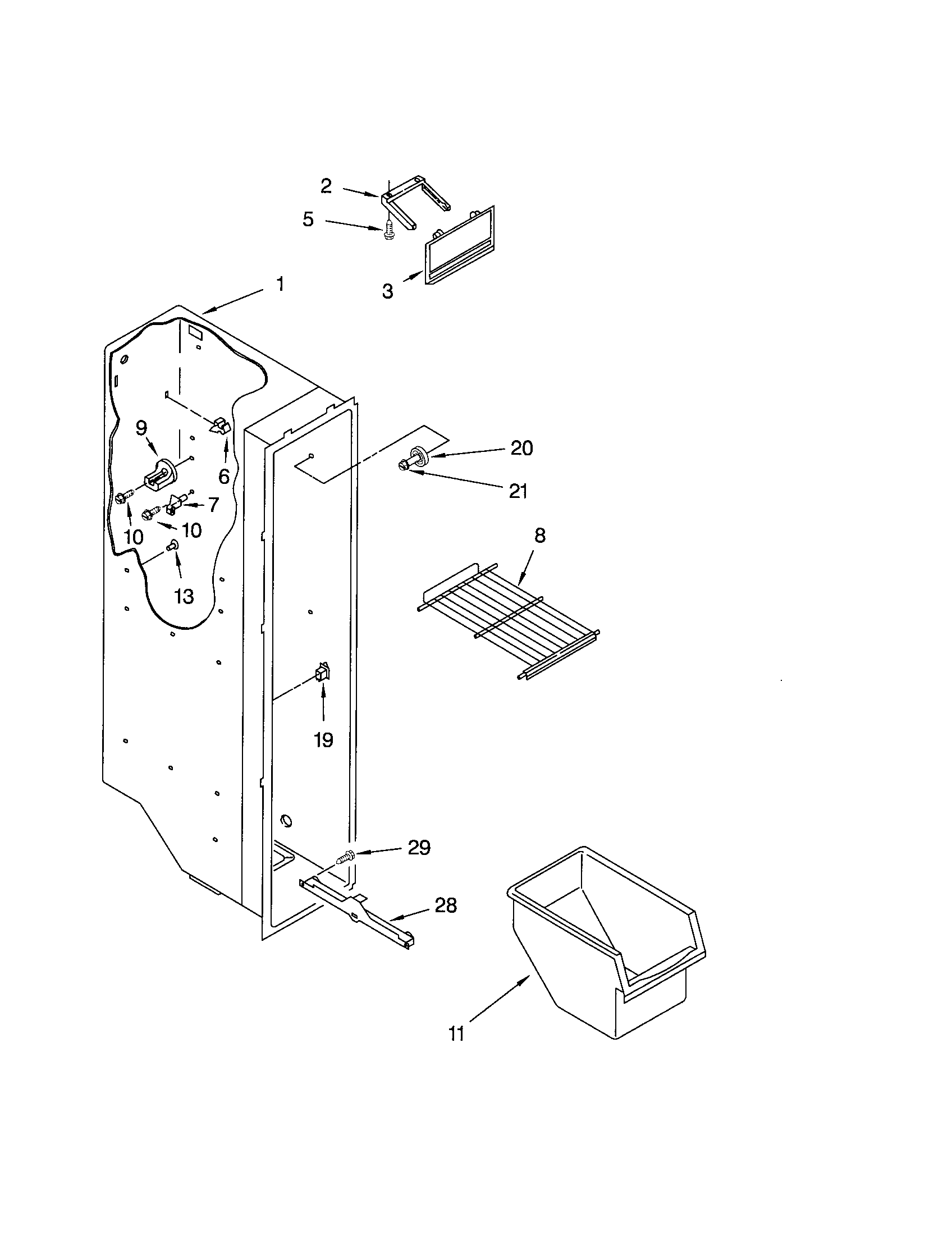 Whirlpool ED0GTQXKQ01 freezer liner diagram
