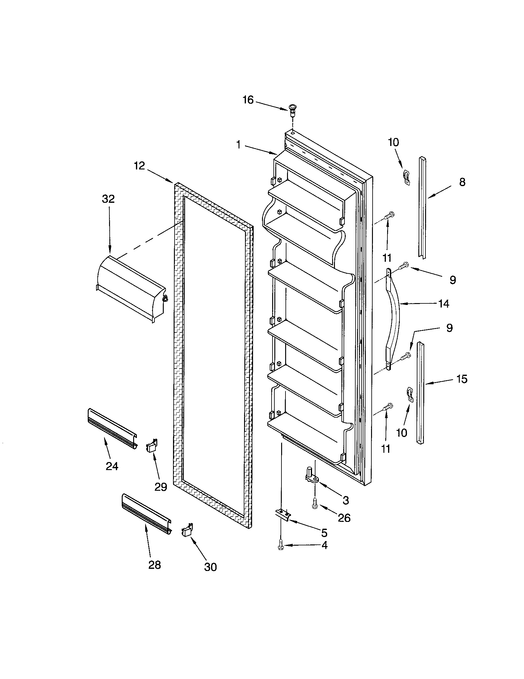 Whirlpool ED0GTQXKQ01 refrigerator door diagram