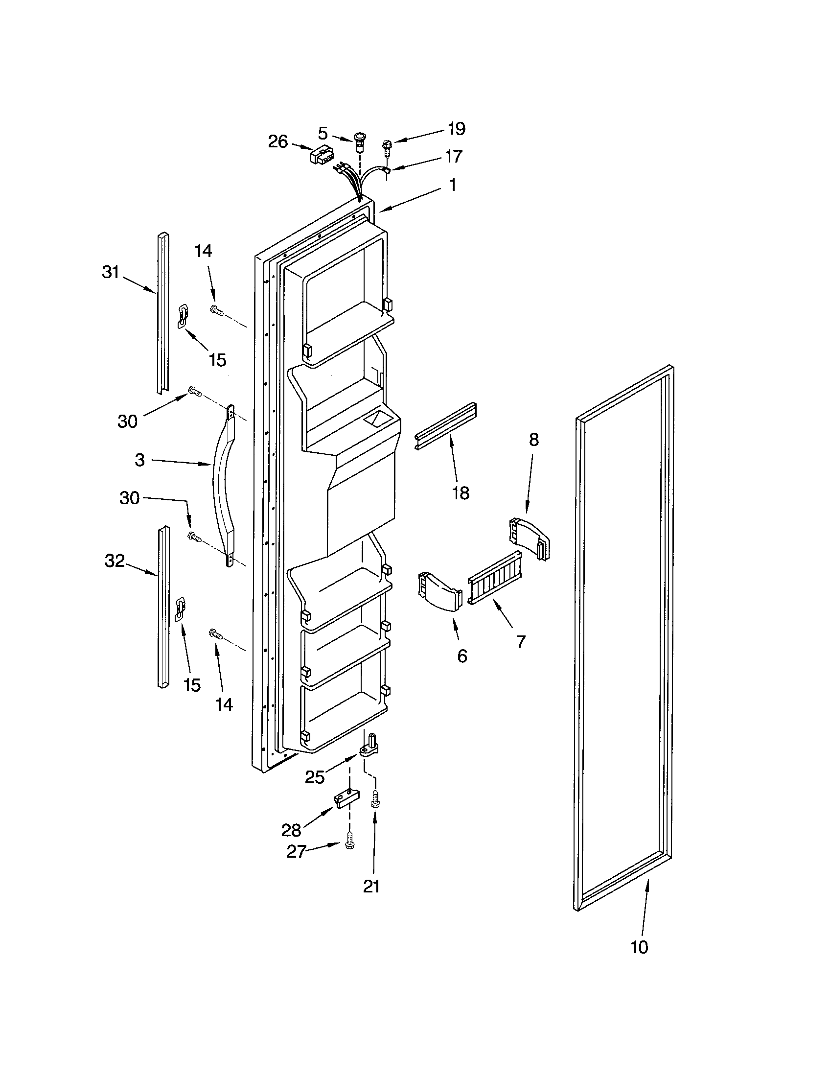 Whirlpool ED0GTQXKQ01 freezer door diagram