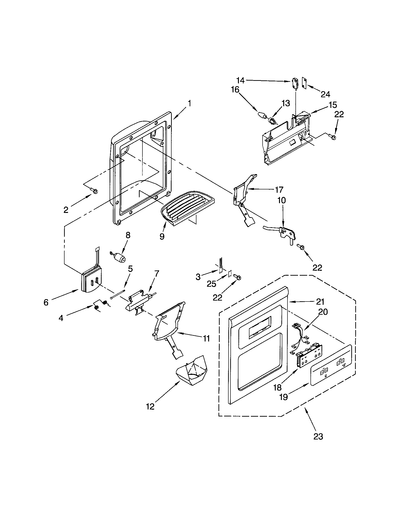 Whirlpool ED0GTQXKQ01 dispenser front diagram