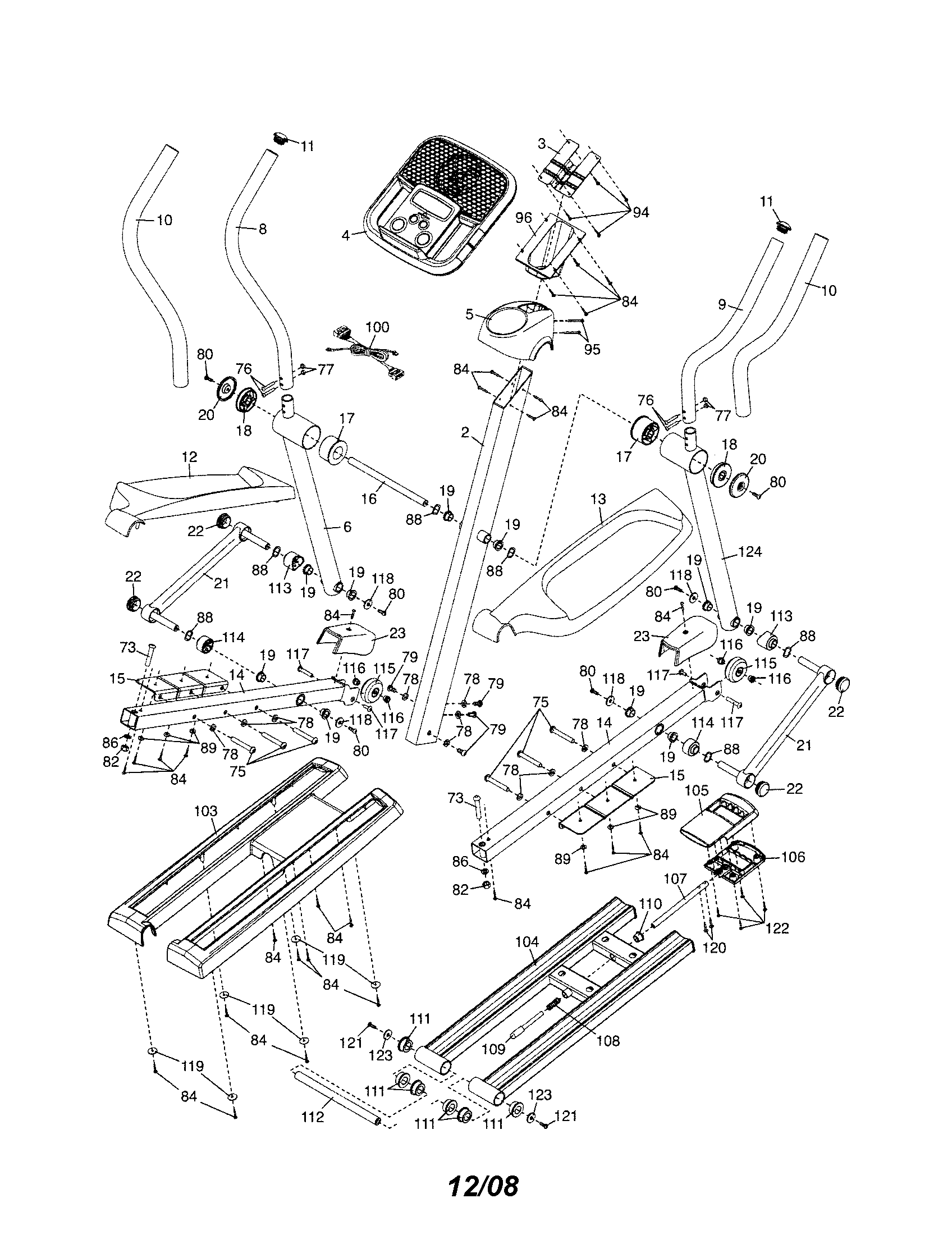 Proform 831237441 console/pedals/handles diagram