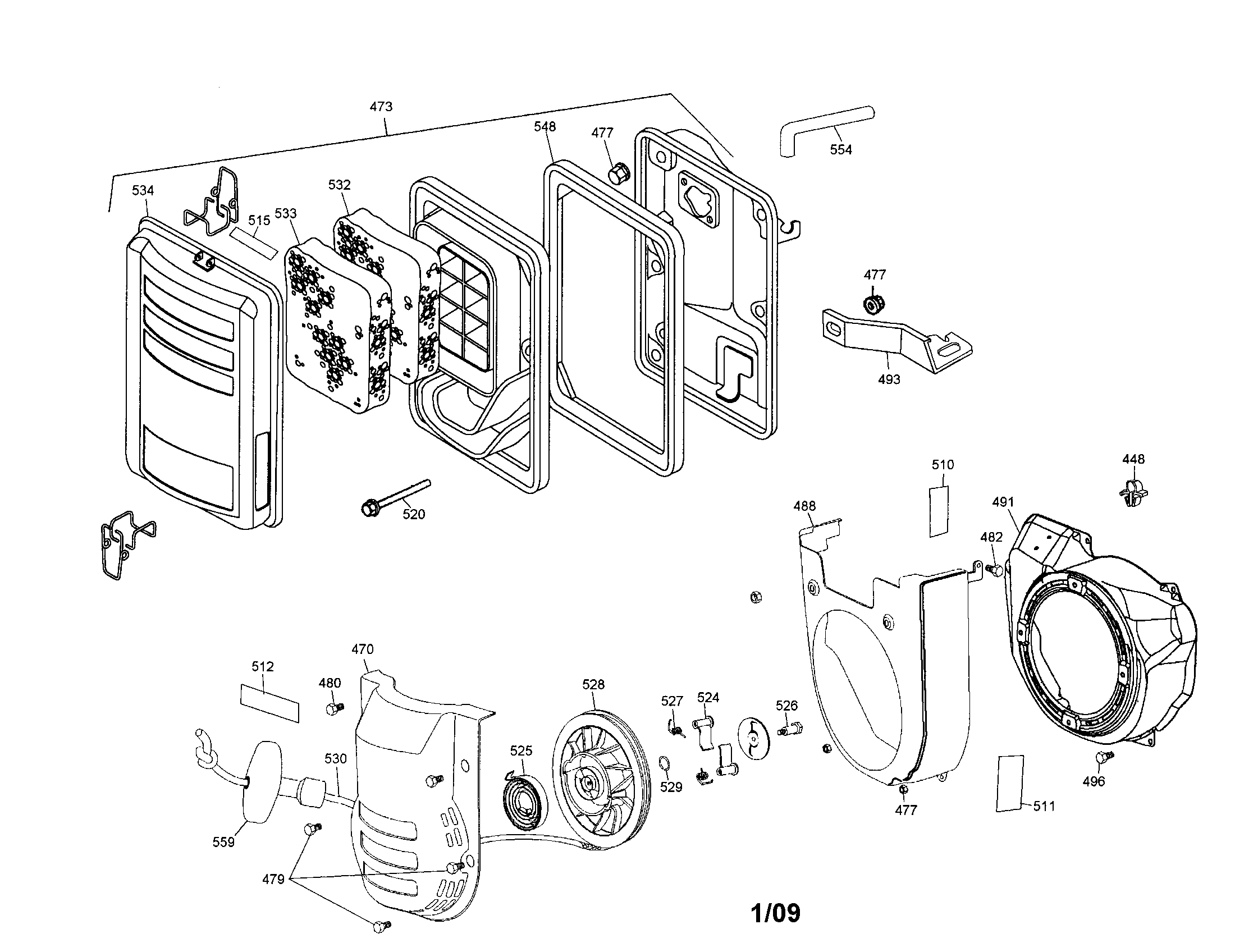 DeWalt DG3000 TYPE 1 air filter diagram