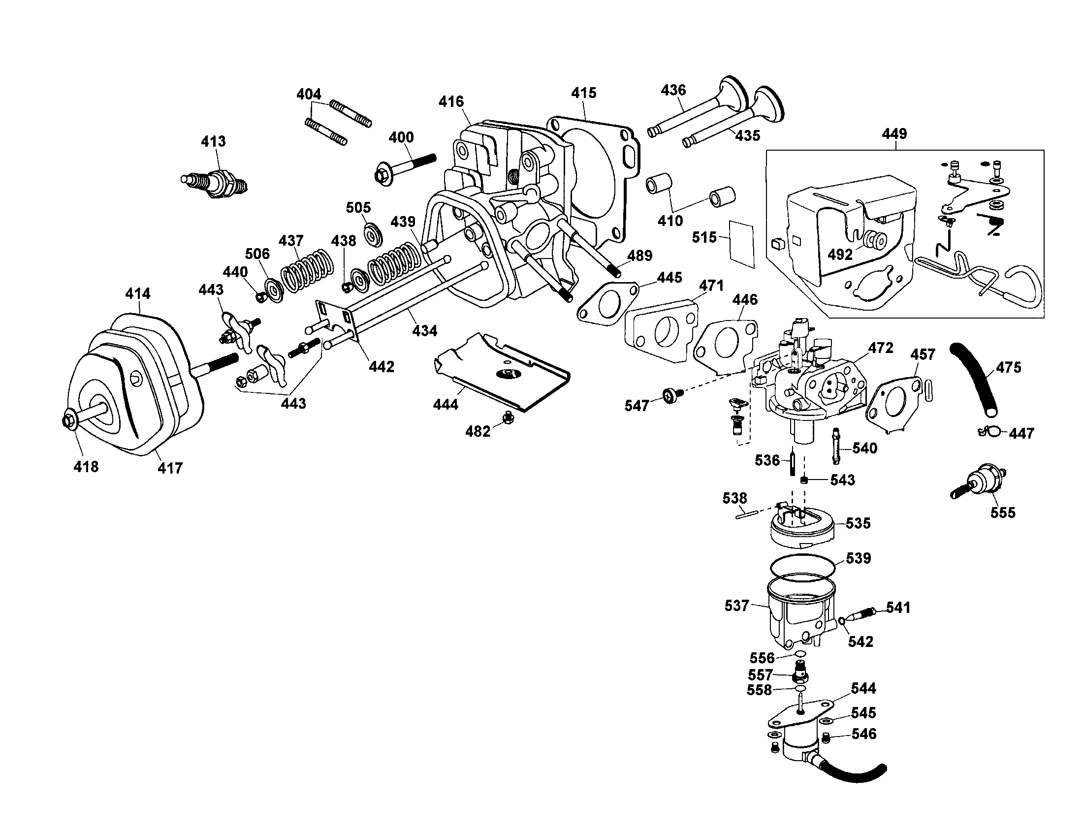 DeWalt DG4400B TYPE 1 carburetor/cylinder head/controller diagram
