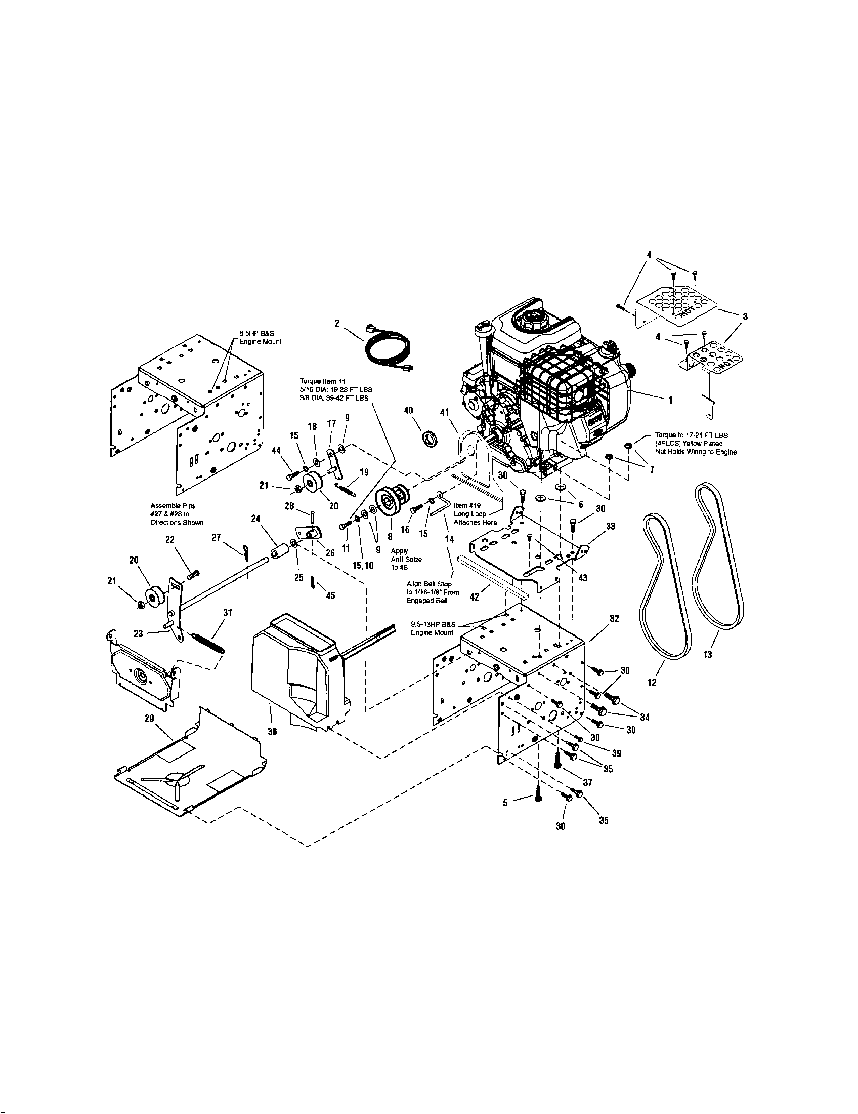 Snapper 130887260 engine/frame diagram