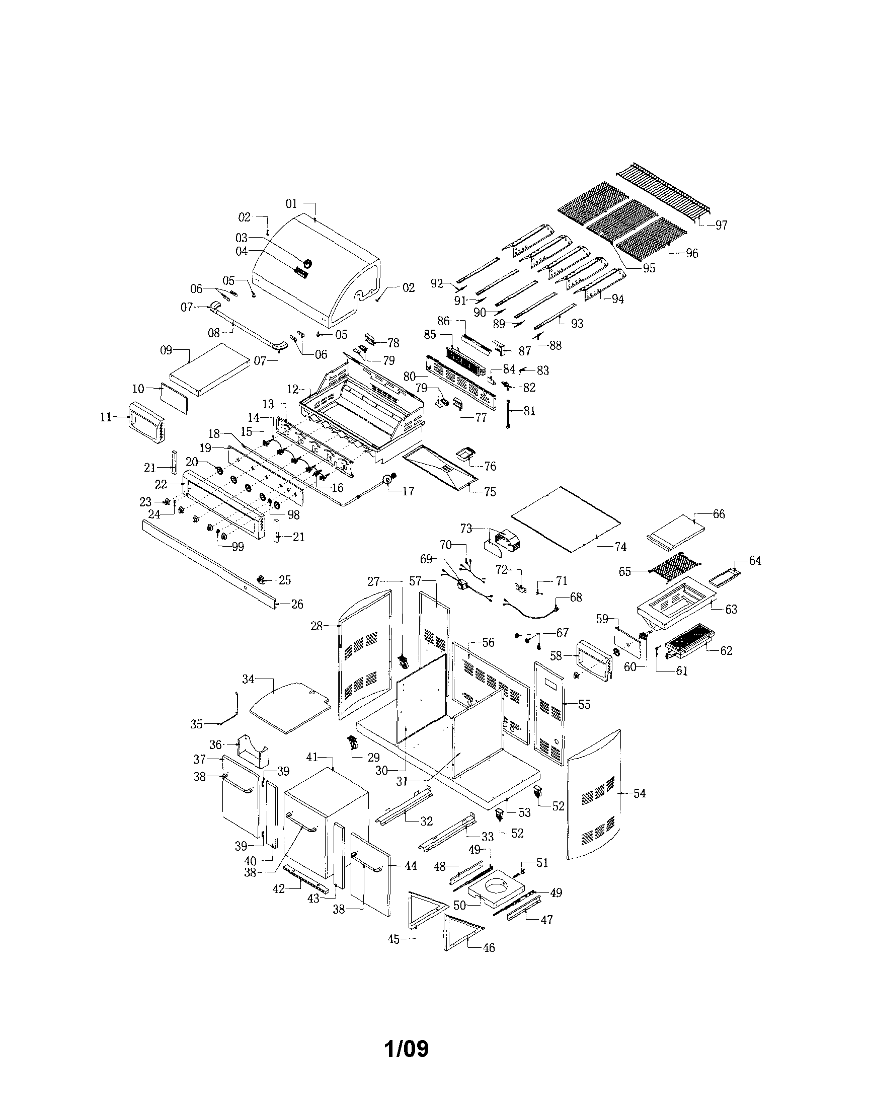 Kenmore Elite 640-082960892-9 gas grill diagram