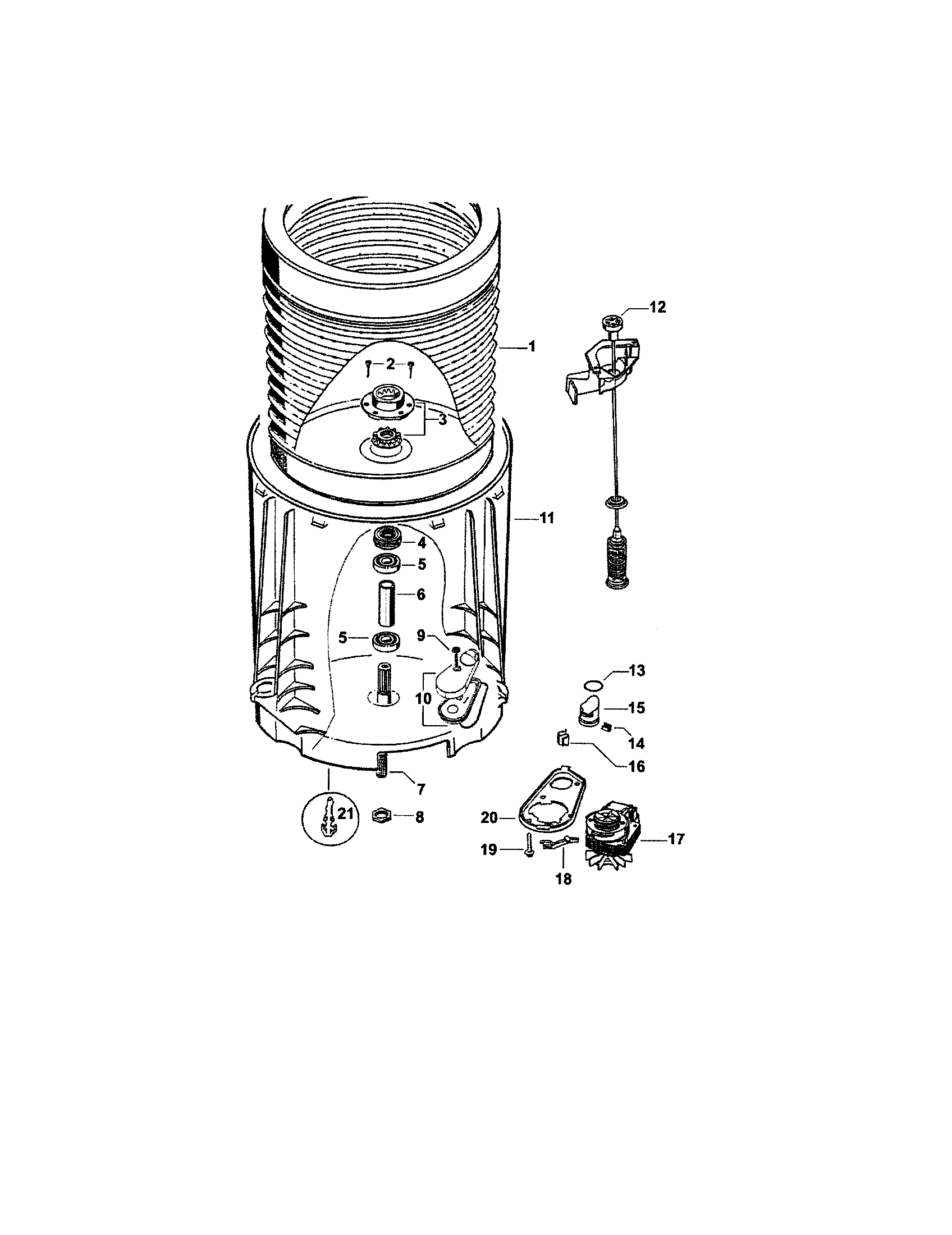 Fisher & Paykel IWL16-96160A inner & outer bowls/pump diagram