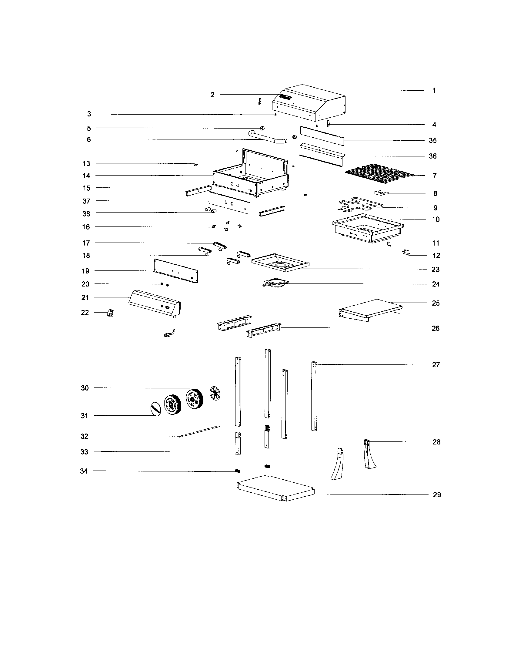 Kenmore 14115284900 electric grill diagram