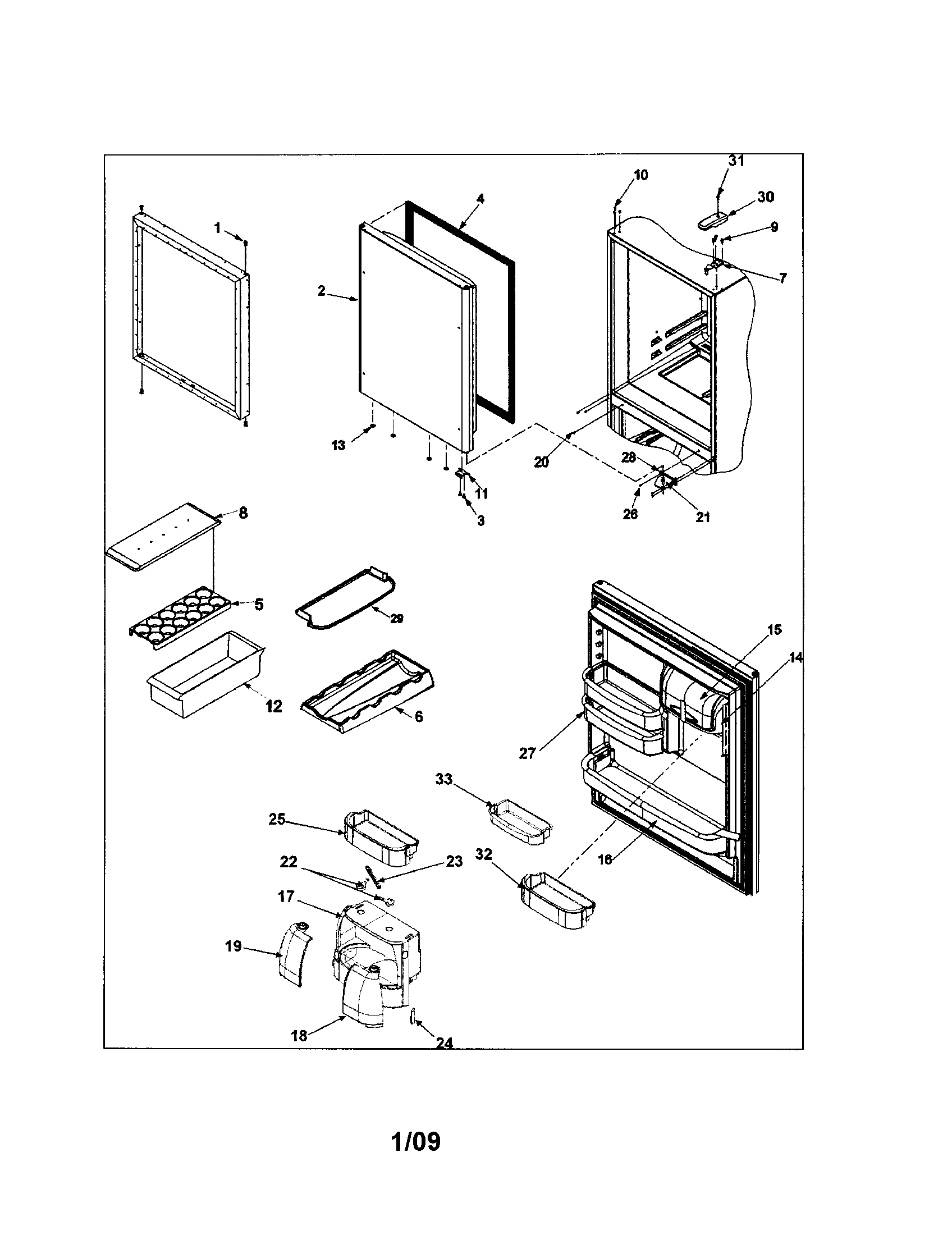 Amana ABD2533DES0 refrigerator door diagram
