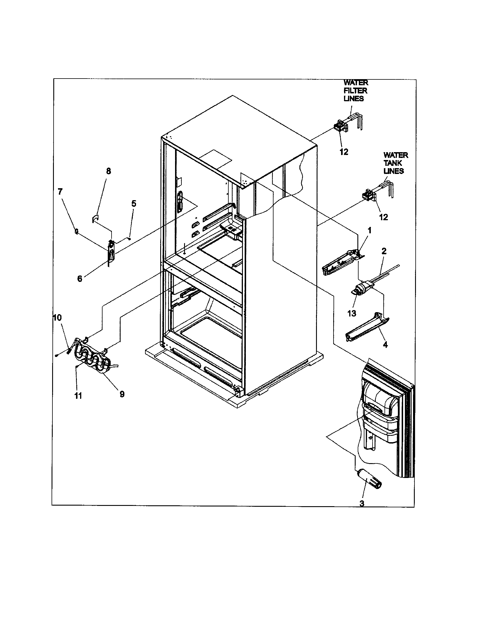 Amana ABD2533DES0 water dispenser/filter diagram