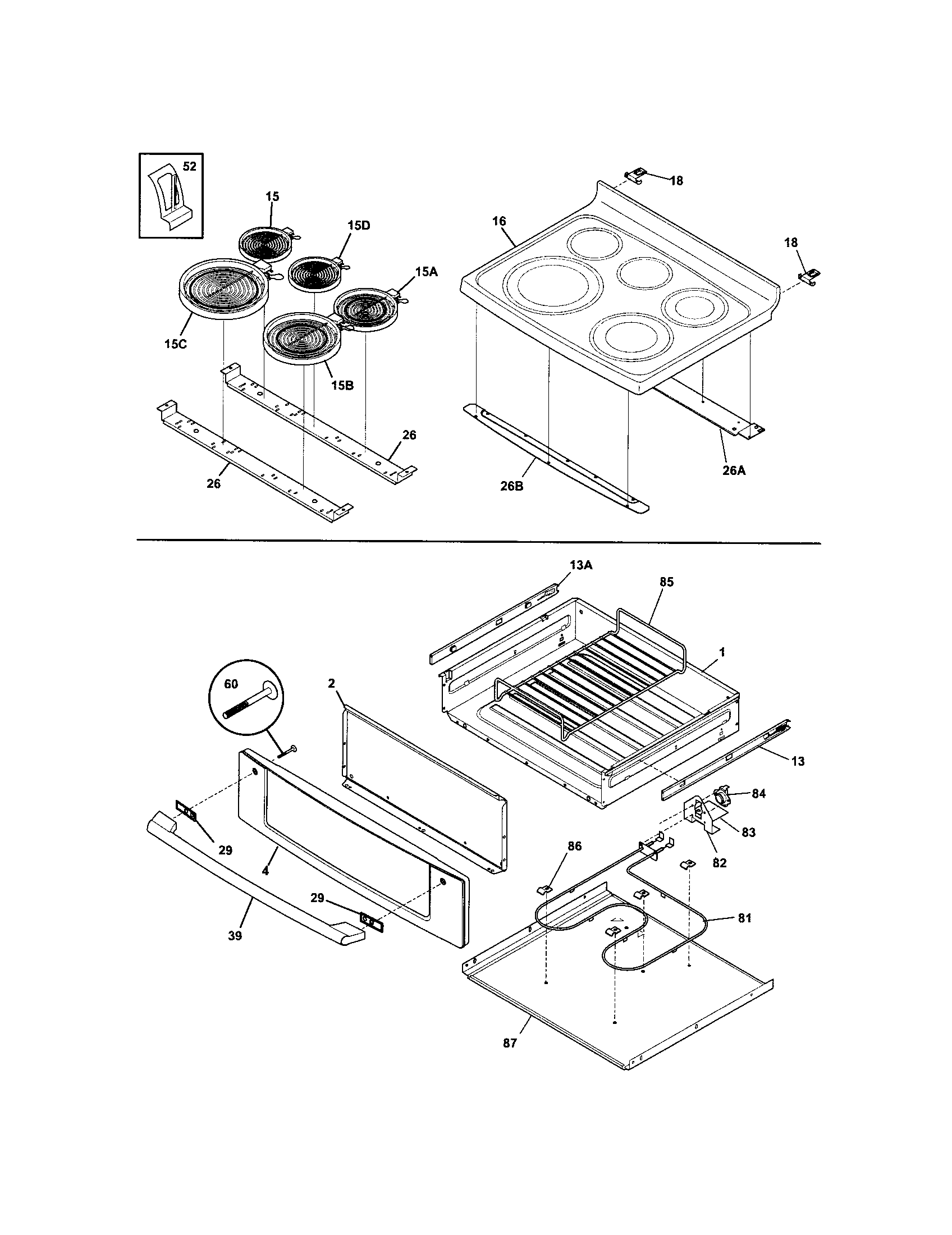 Electrolux EI30EF55GSC top/drawer diagram