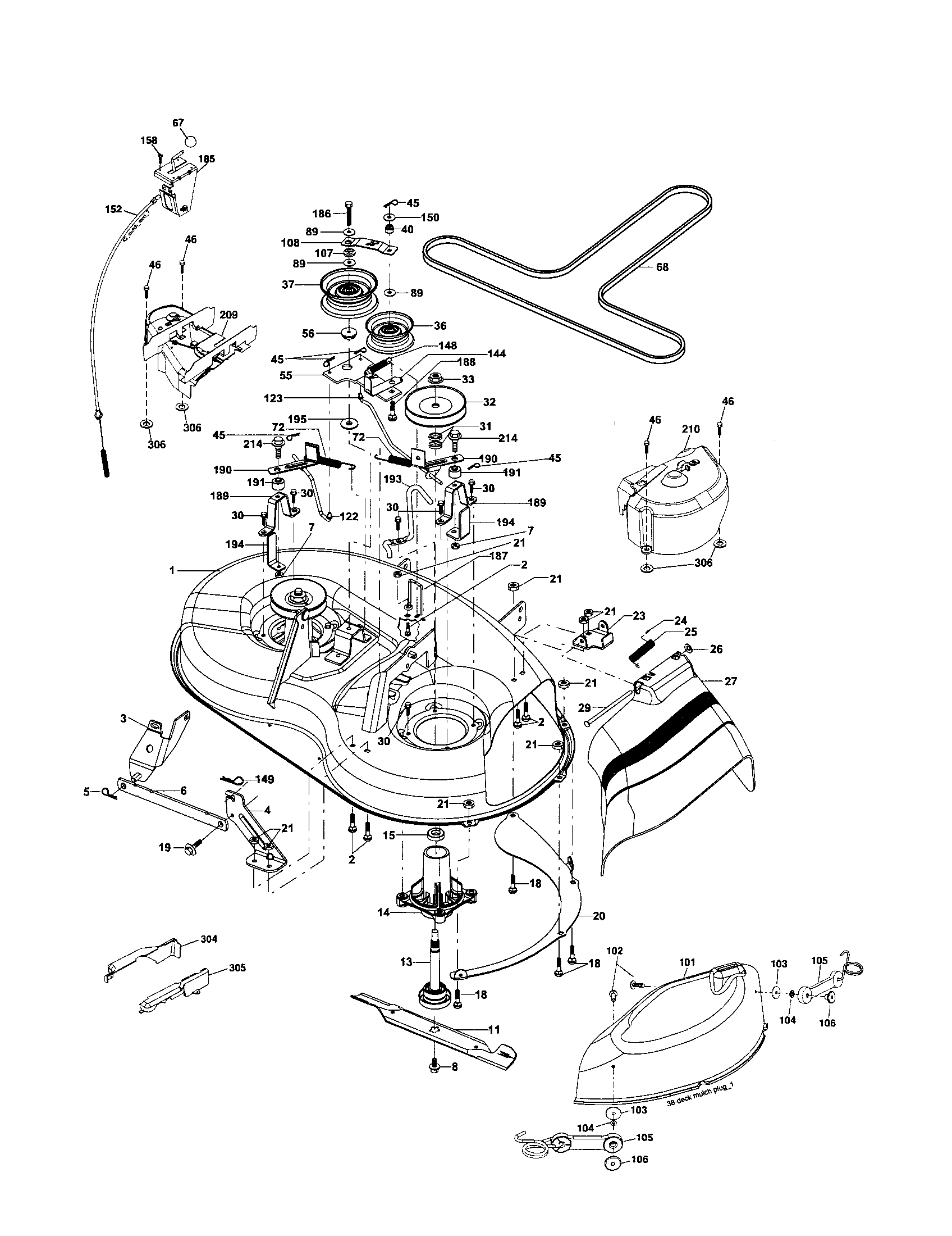 Craftsman 917253101 mower deck diagram