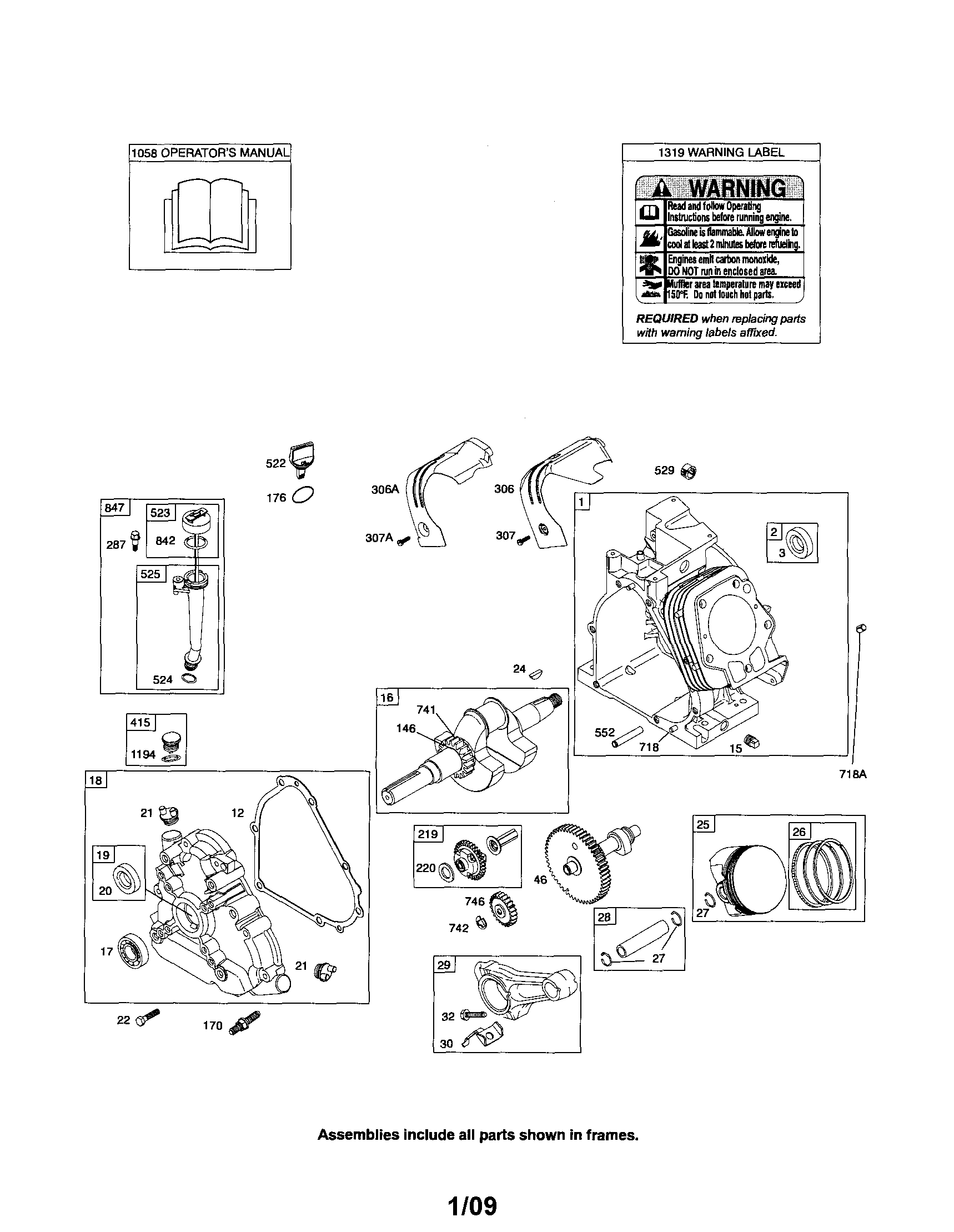 Craftsman 580326311 cylinder/crankshaft/crankcase diagram