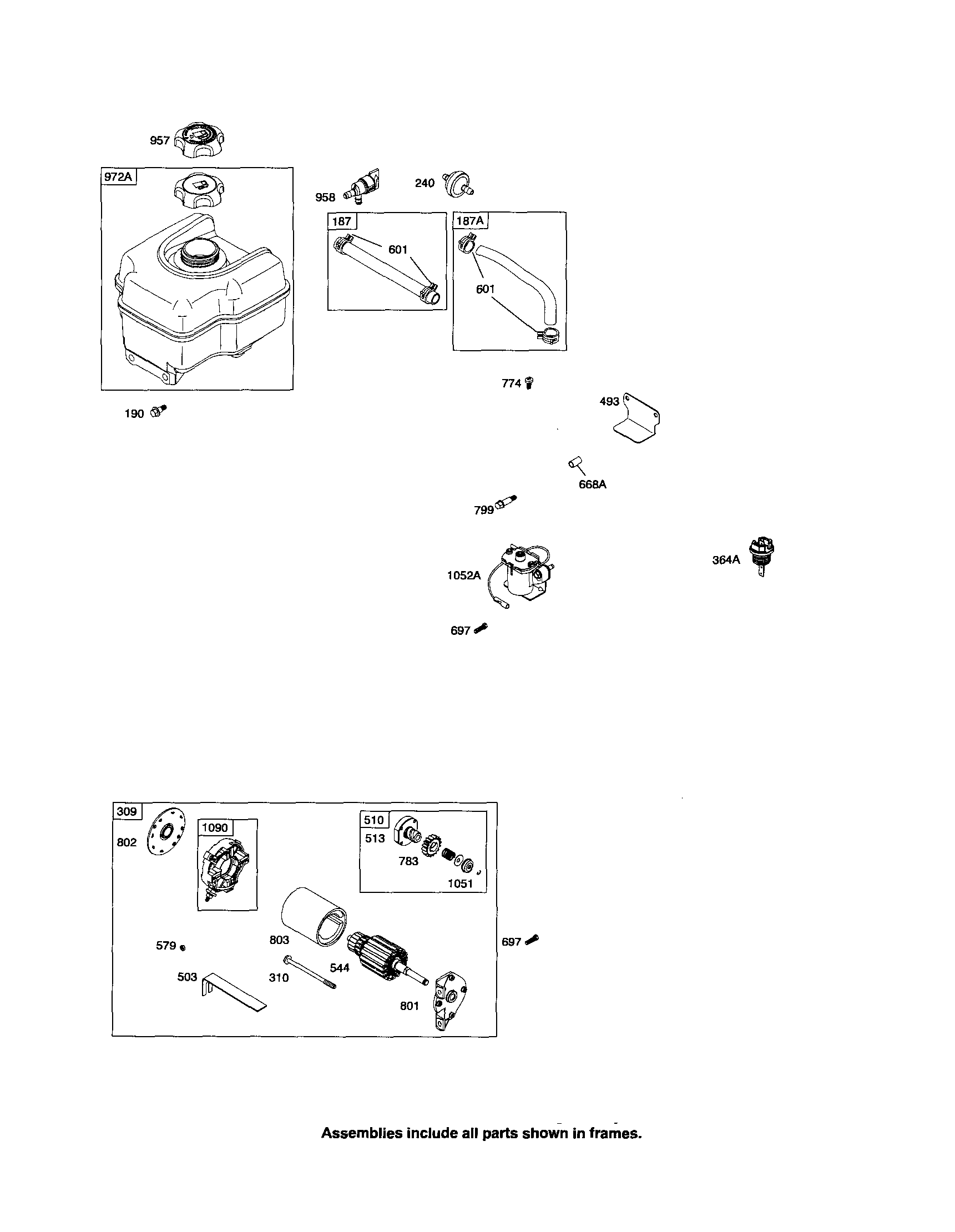 Craftsman 580326311 starter motor/fuel tank diagram