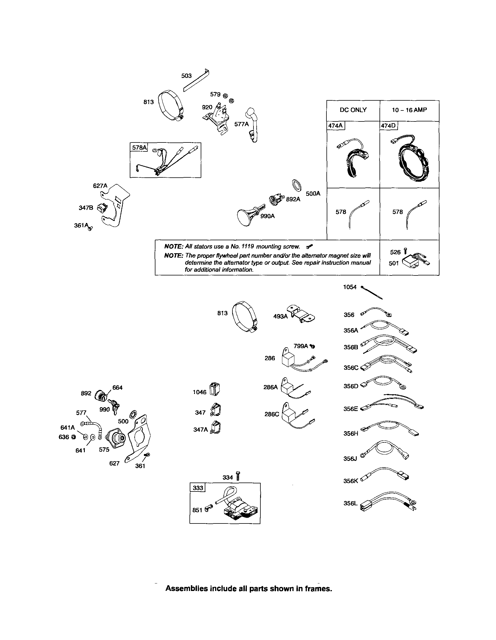 Craftsman 580326311 alternator/wires diagram