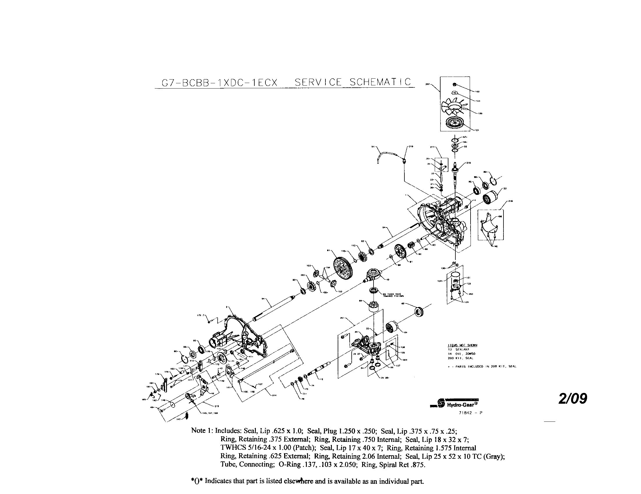 Hydro-Gear G7-BCBB-1XDC-1ECX transaxle diagram