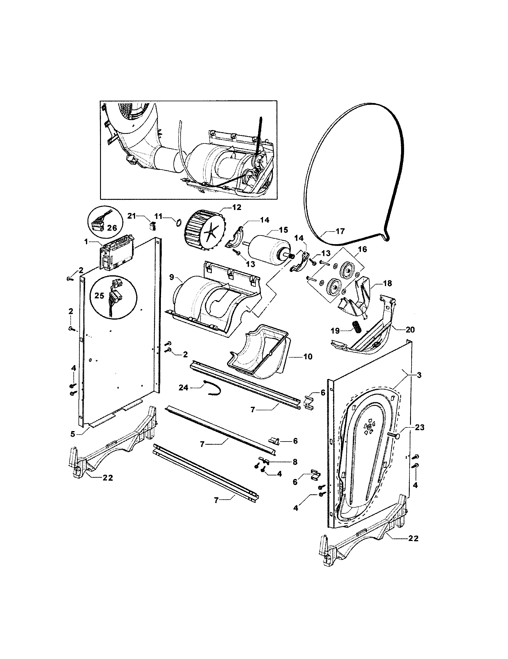 Fisher & Paykel DG62TGW1-96142A chassis/motor diagram