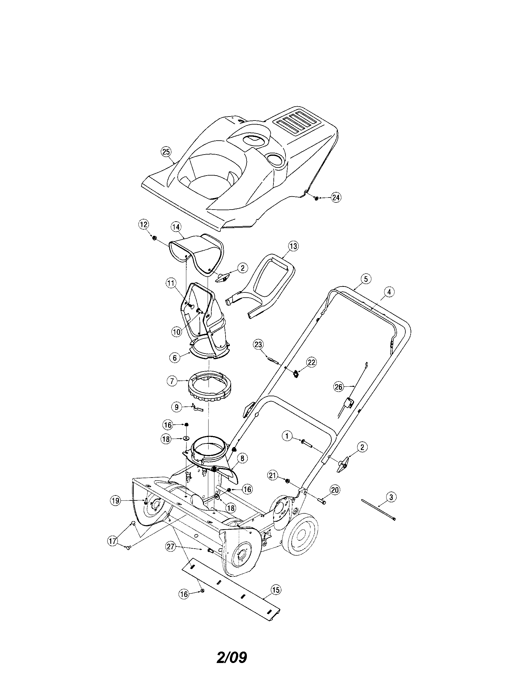 MTD 31AM2N1C799 shroud/handles diagram