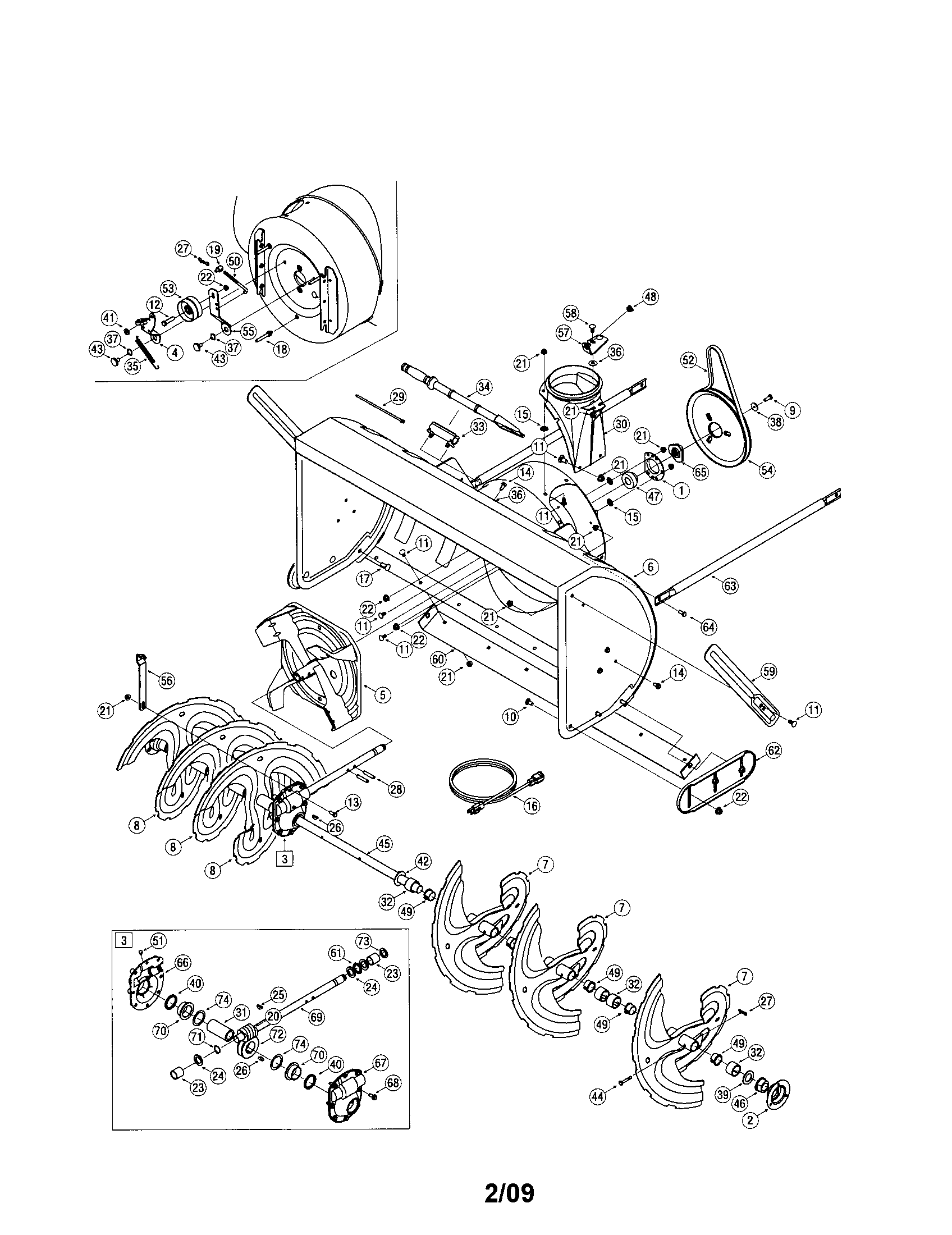 MTD 31AH9J6J799 auger housing/spiral diagram