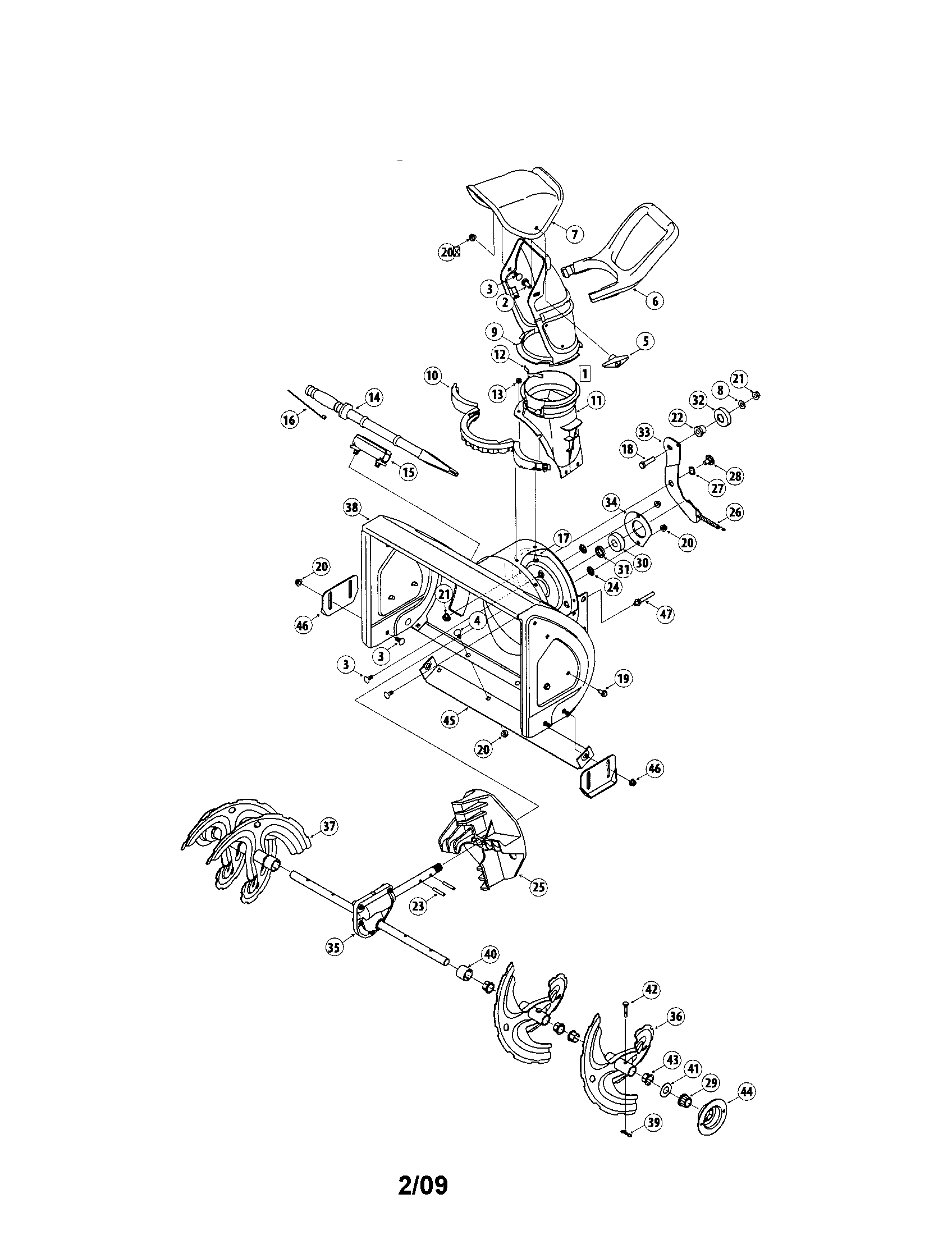 Craftsman 247887550 auger and housing diagram