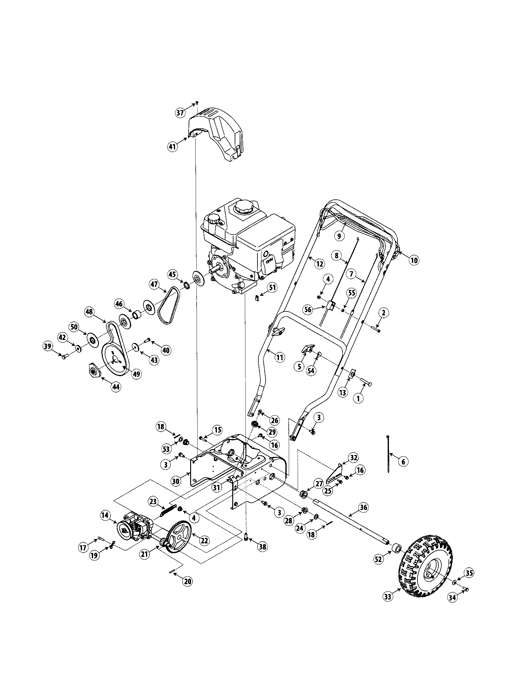 Craftsman 247887550 transmission/handle diagram