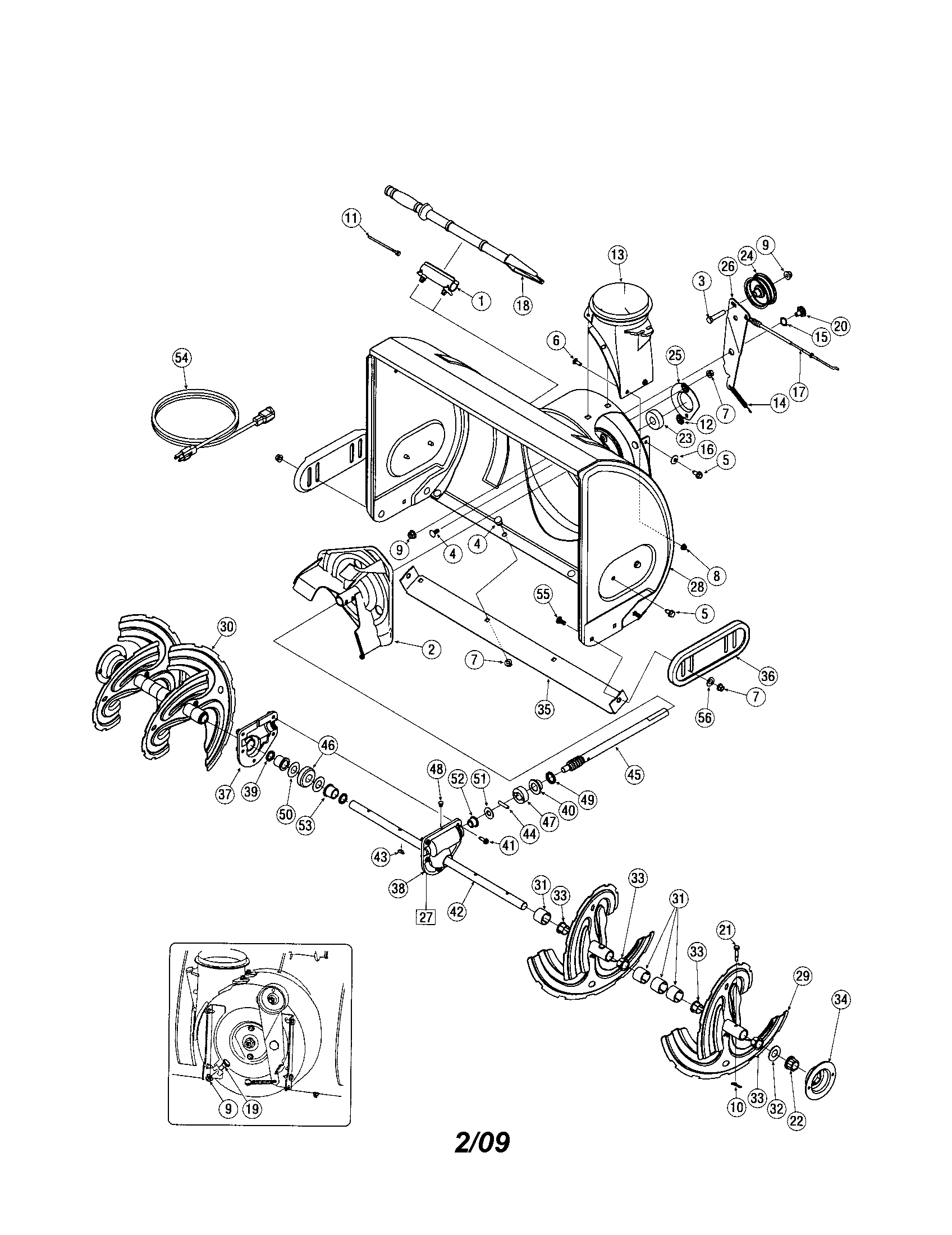 MTD 31AS6WEG799 auger and housing diagram