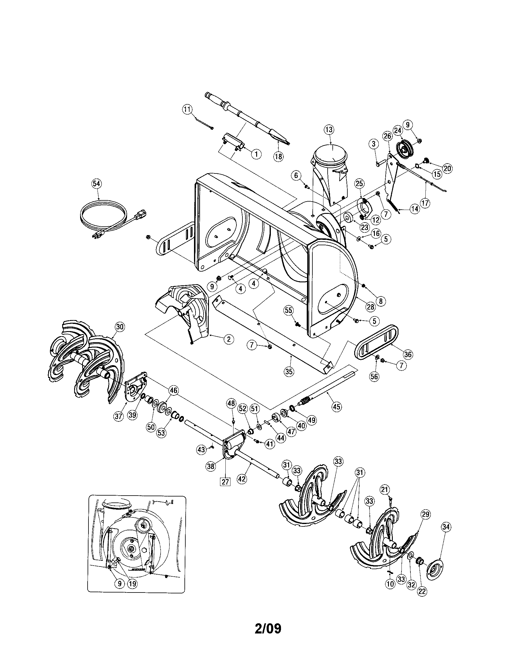 Craftsman 247889990 auger and housing diagram