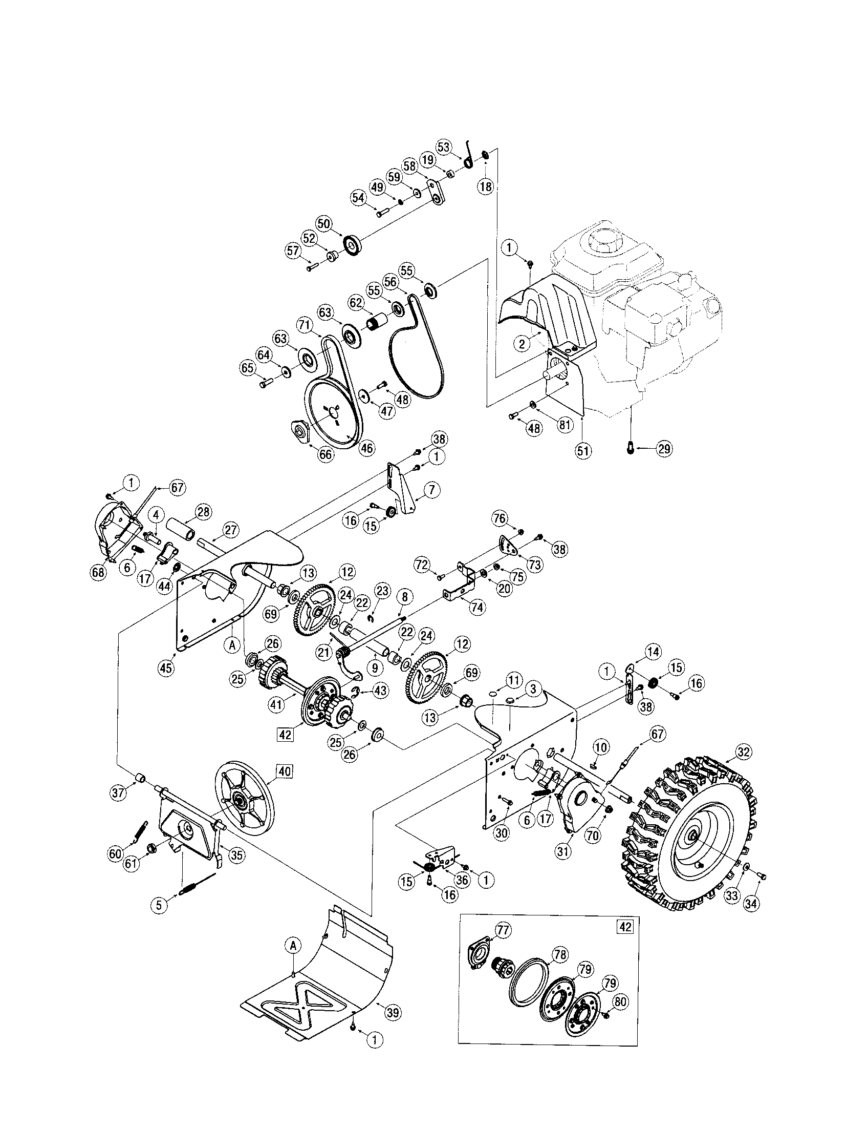 Craftsman 247889990 wheels/axle diagram