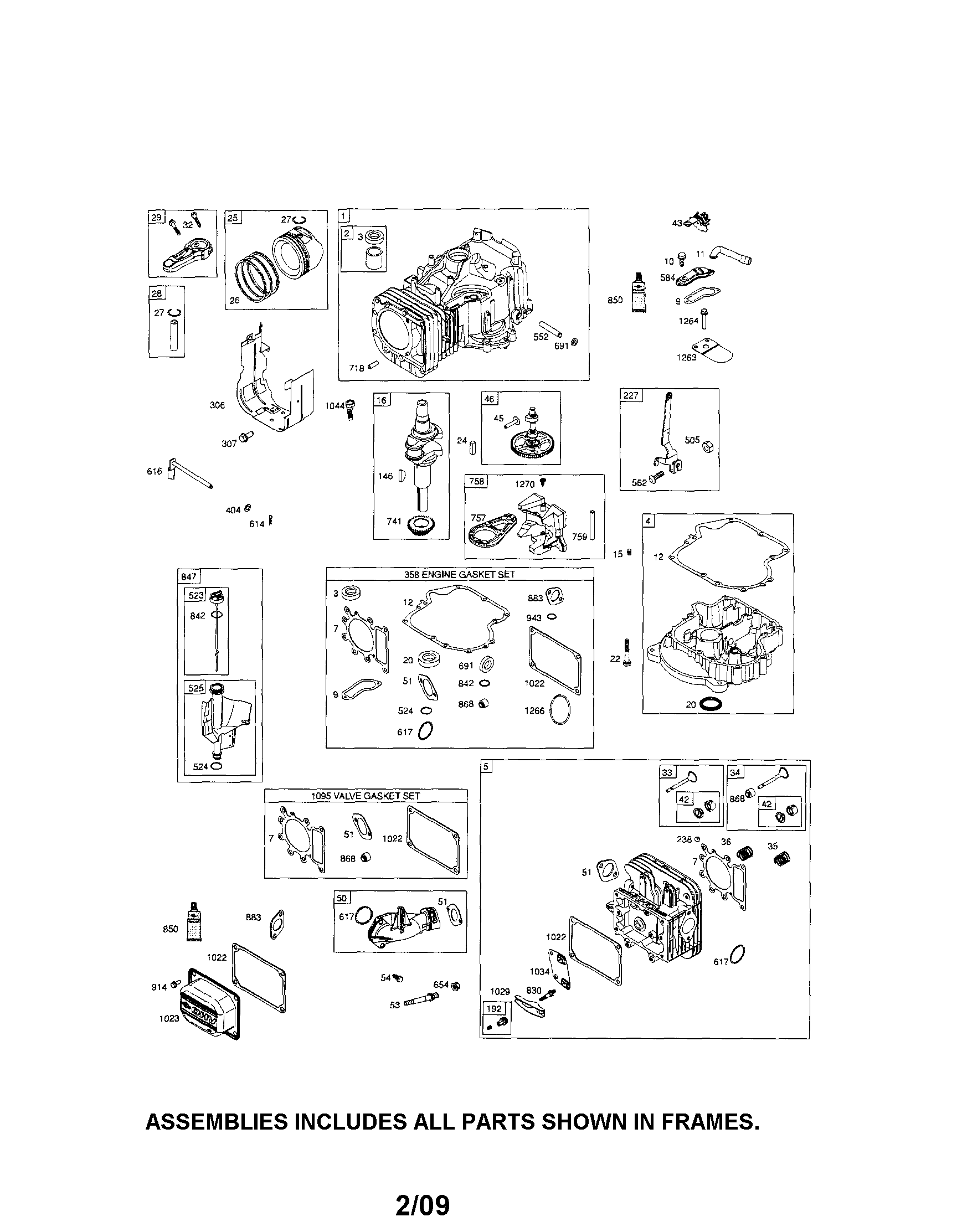 Ariens 96016002300 cylinder/sump/crankshaft diagram