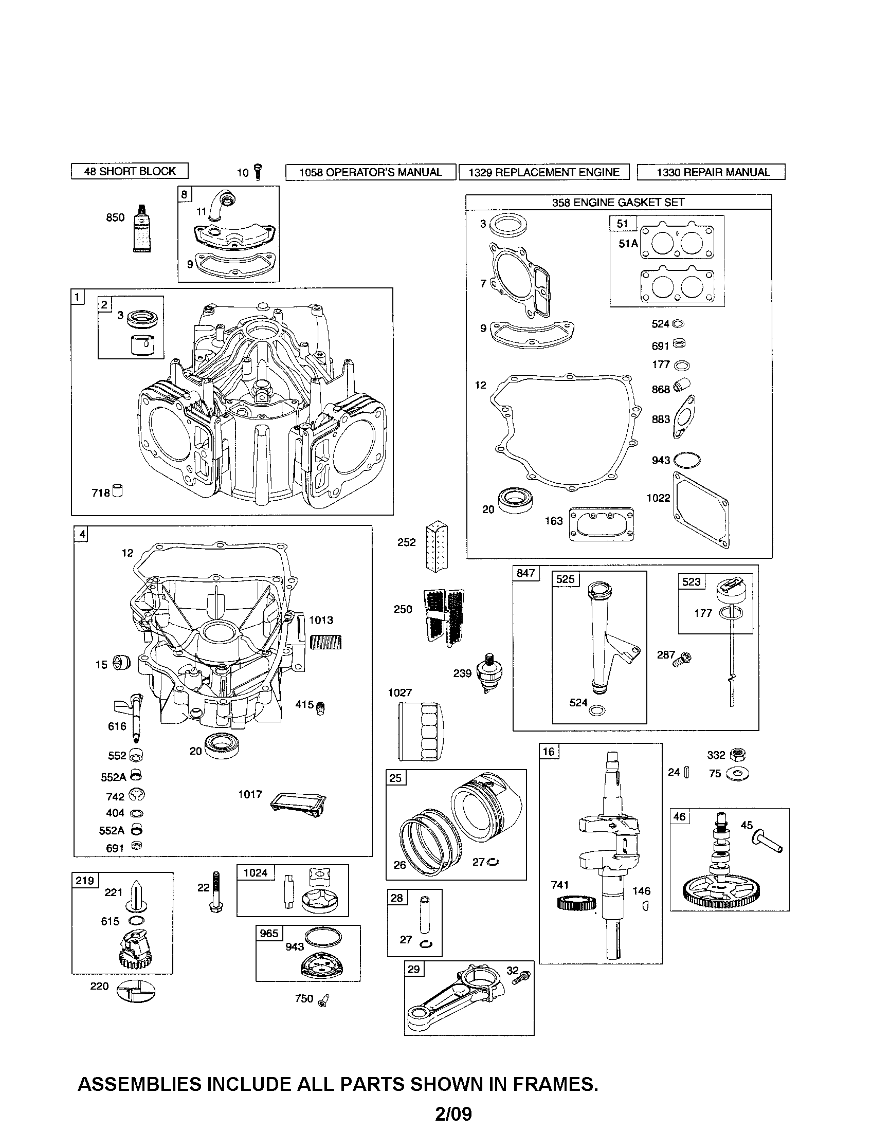 MTD 17AK9TKR099 cylinder/sump/crankshaft diagram